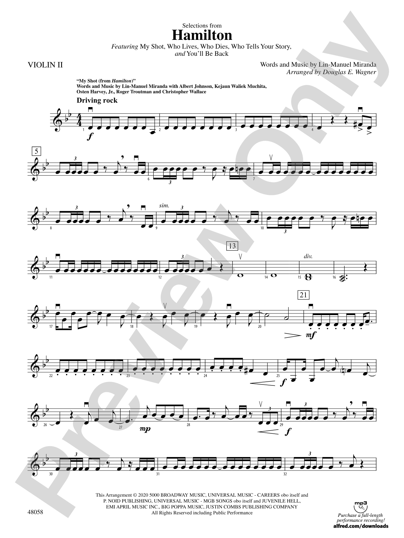 Selections from Hamilton: 2nd Violin