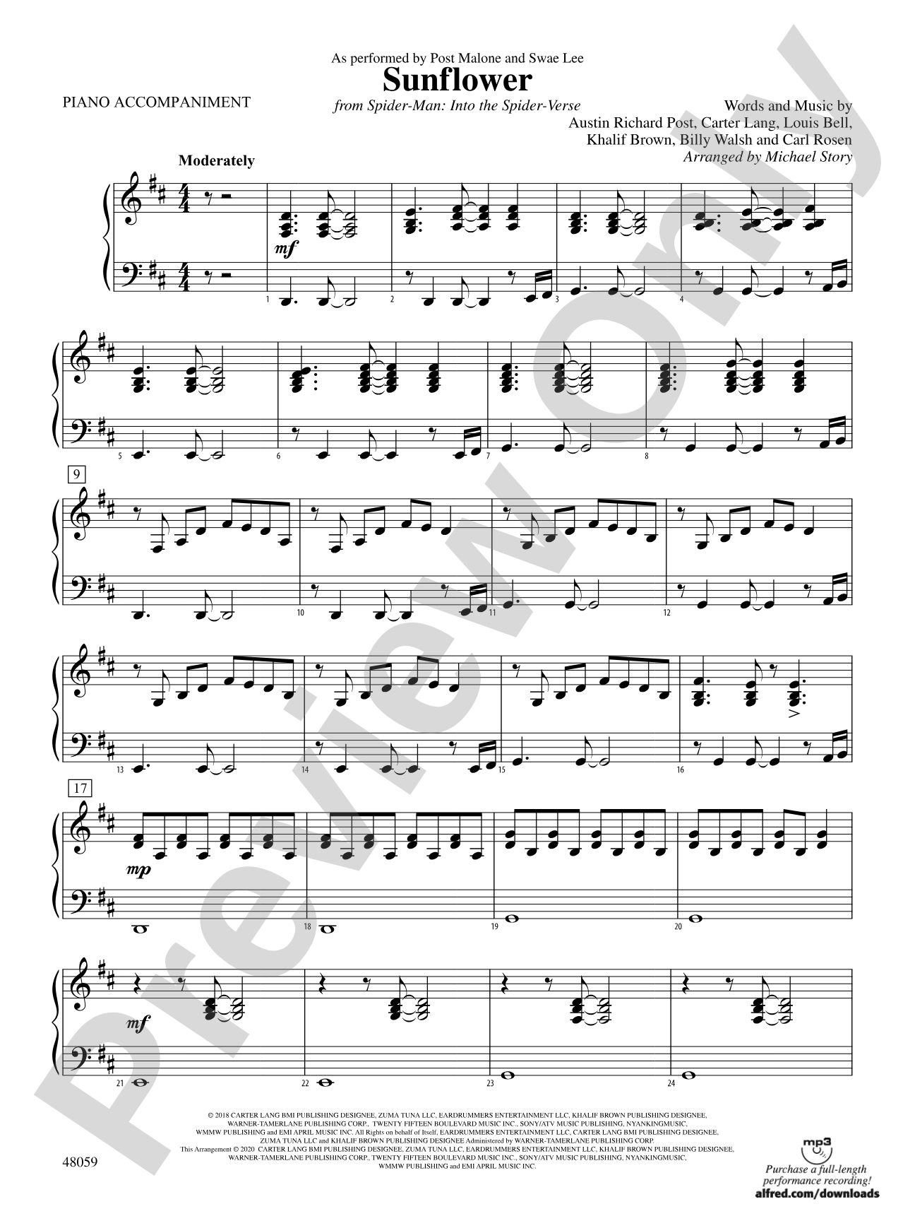Sunflower: Piano Accompaniment