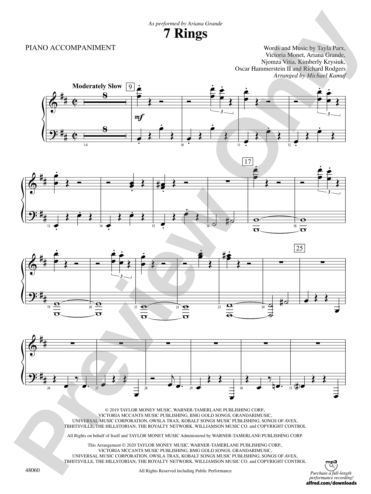 7 Rings: Piano Accompaniment