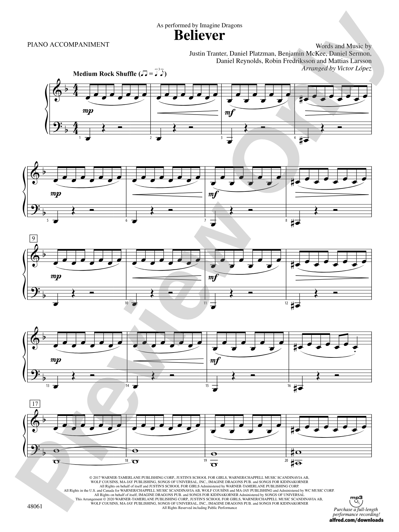 Believer: Piano Accompaniment