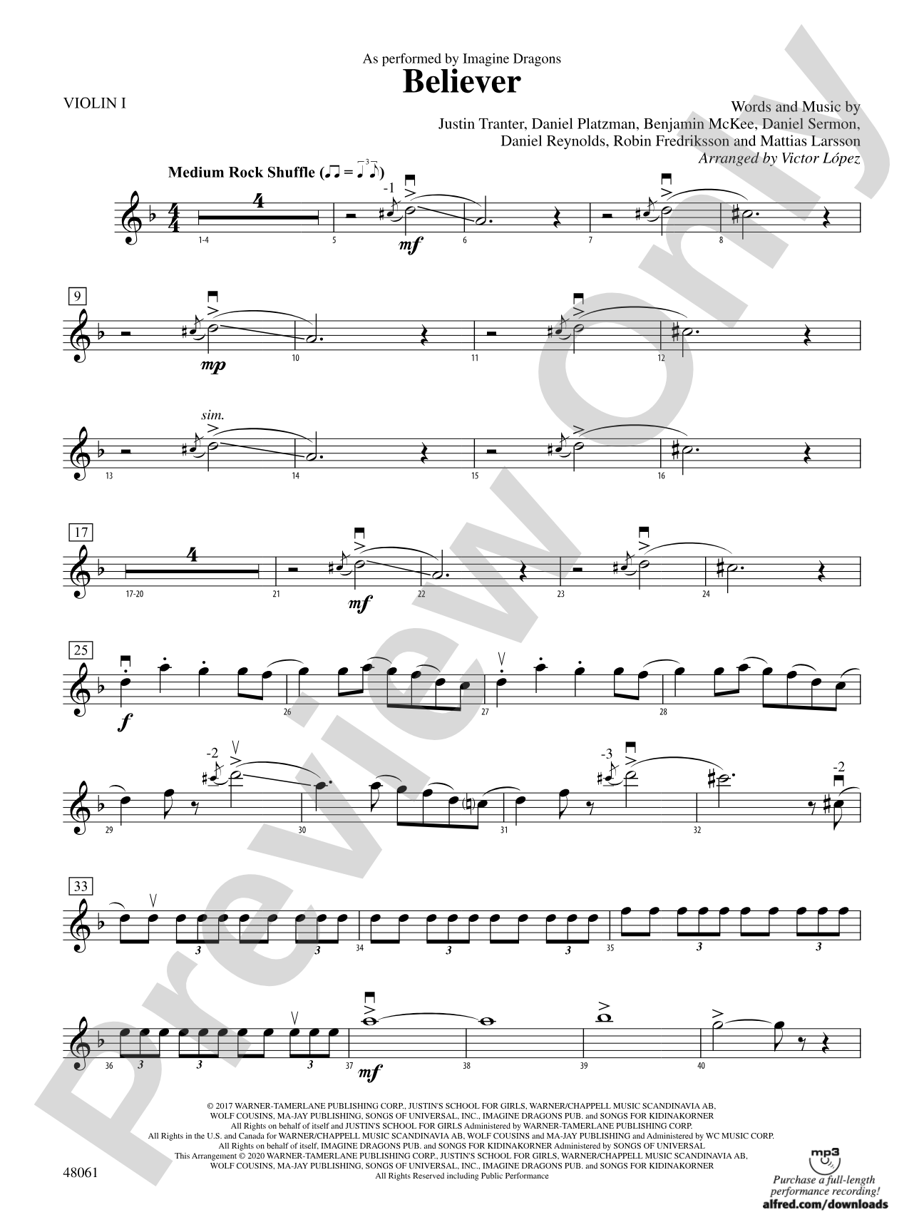 Believer: 1st Violin