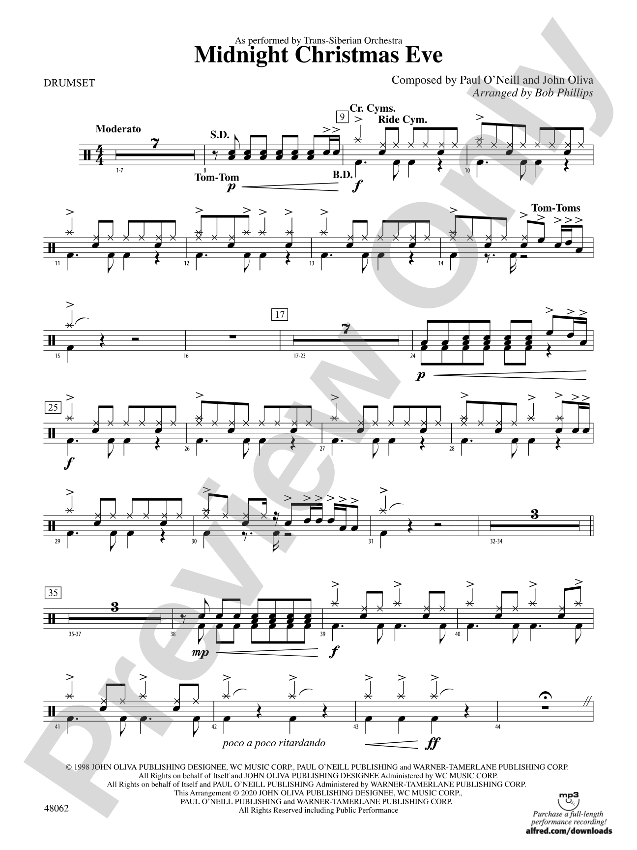 Midnight Christmas Eve: Drums
