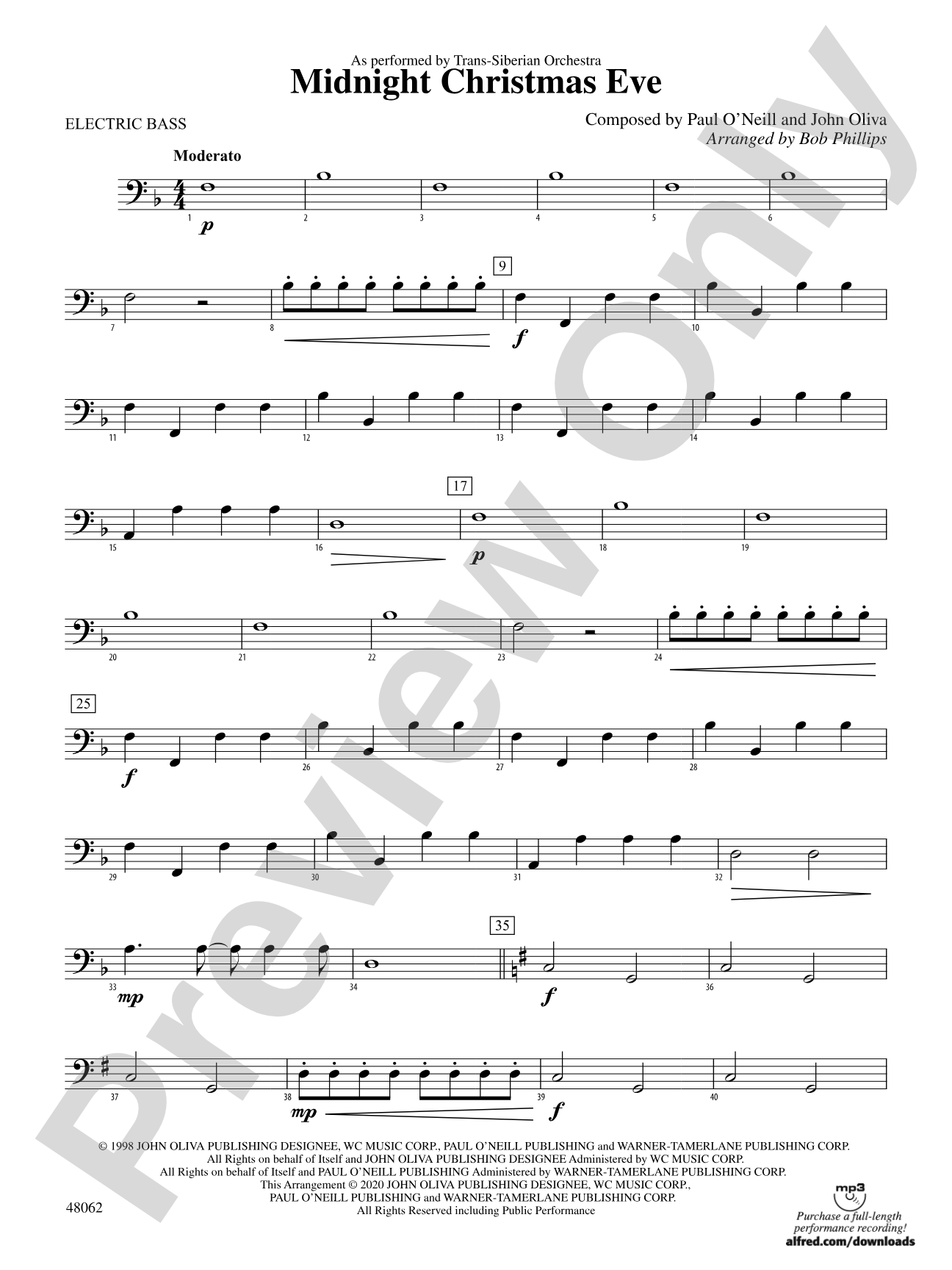 Midnight Christmas Eve: Electric Bass