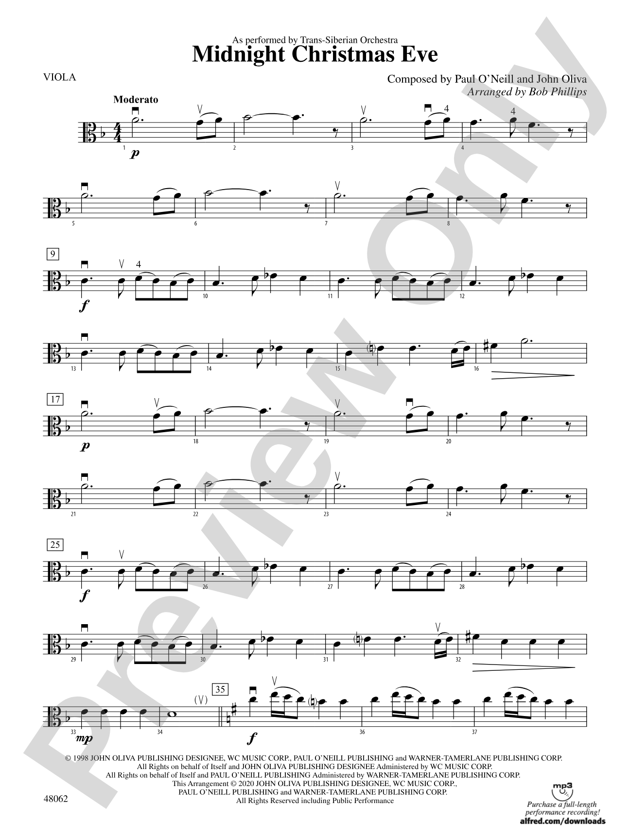 Midnight Christmas Eve: Viola