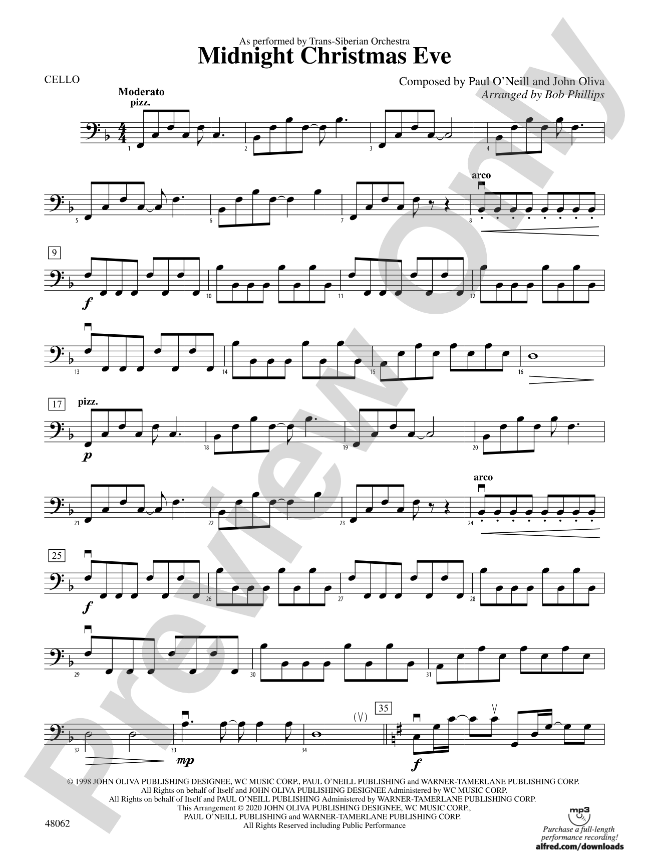 Midnight Christmas Eve: Cello