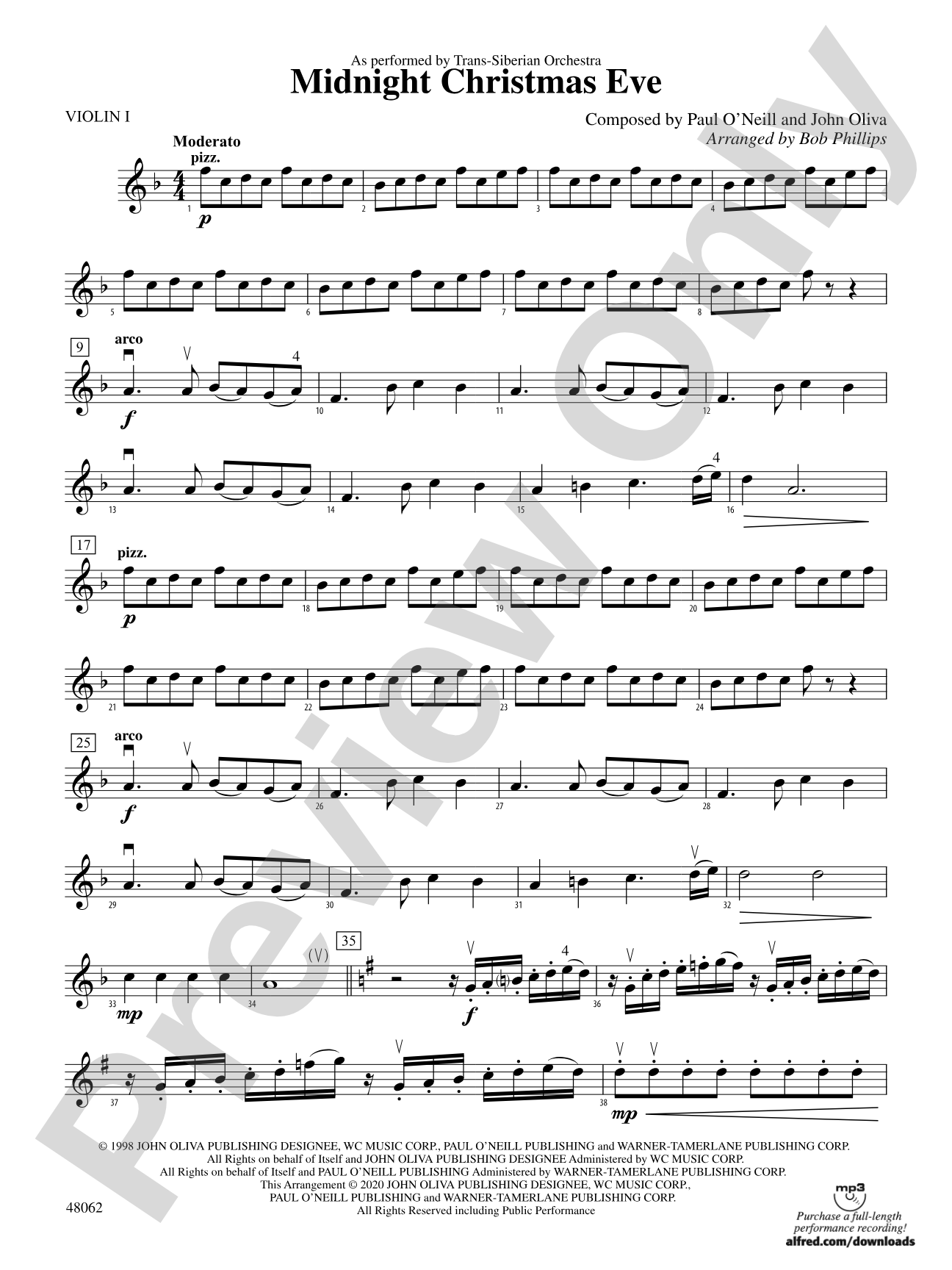 Midnight Christmas Eve: 1st Violin