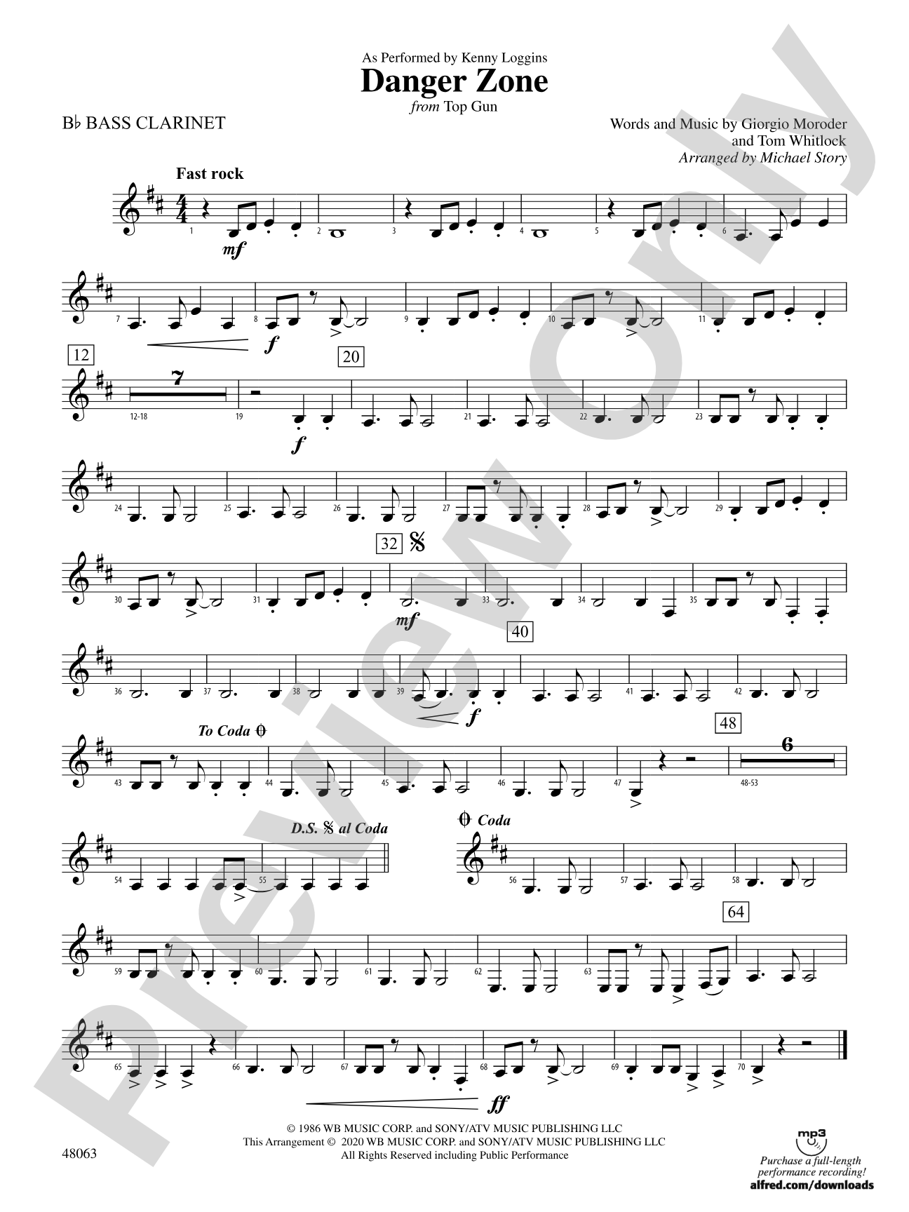Danger Zone from <i>Top Gun</i>: B-flat Bass Clarinet
