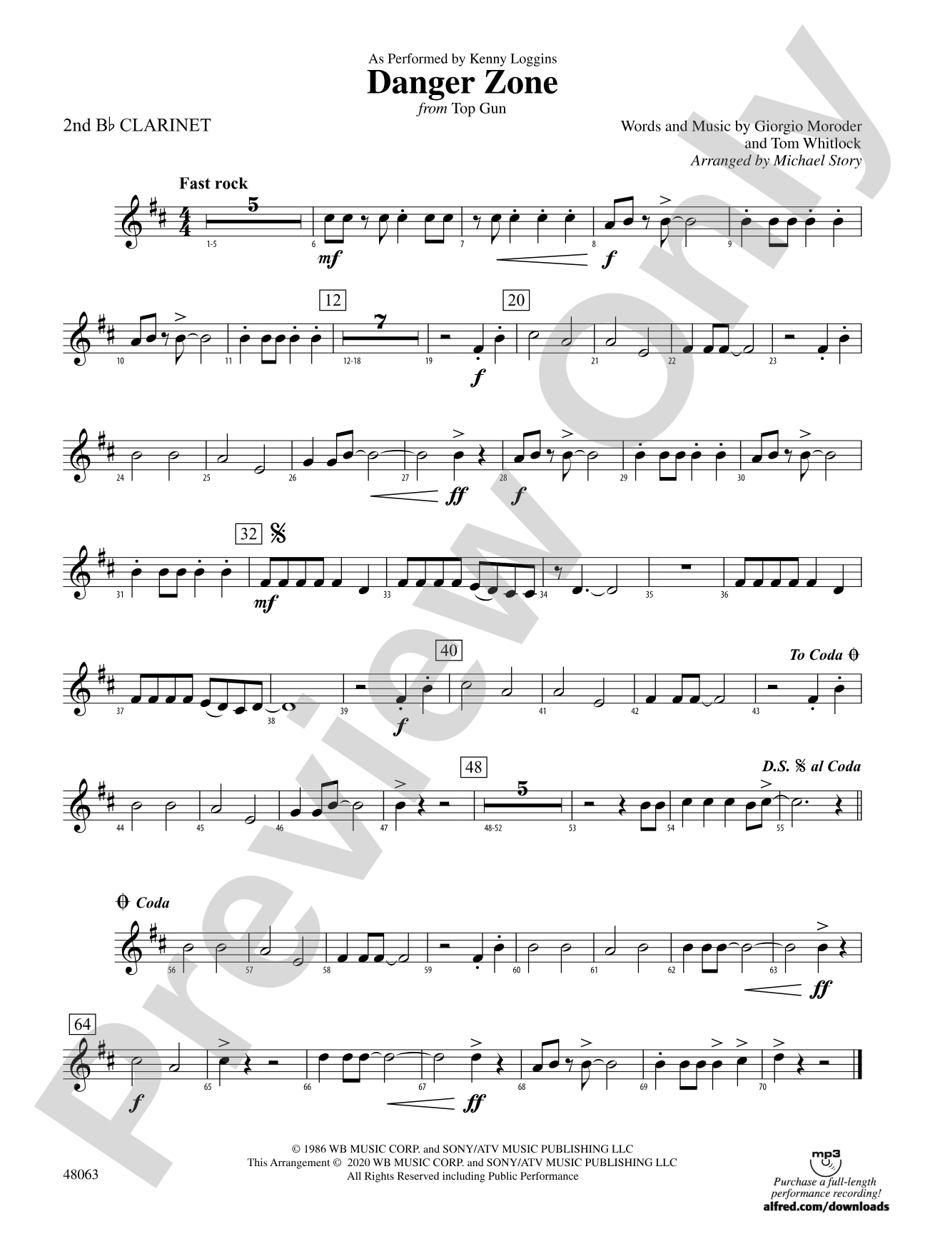 Danger Zone from <i>Top Gun</i>: 2nd B-flat Clarinet