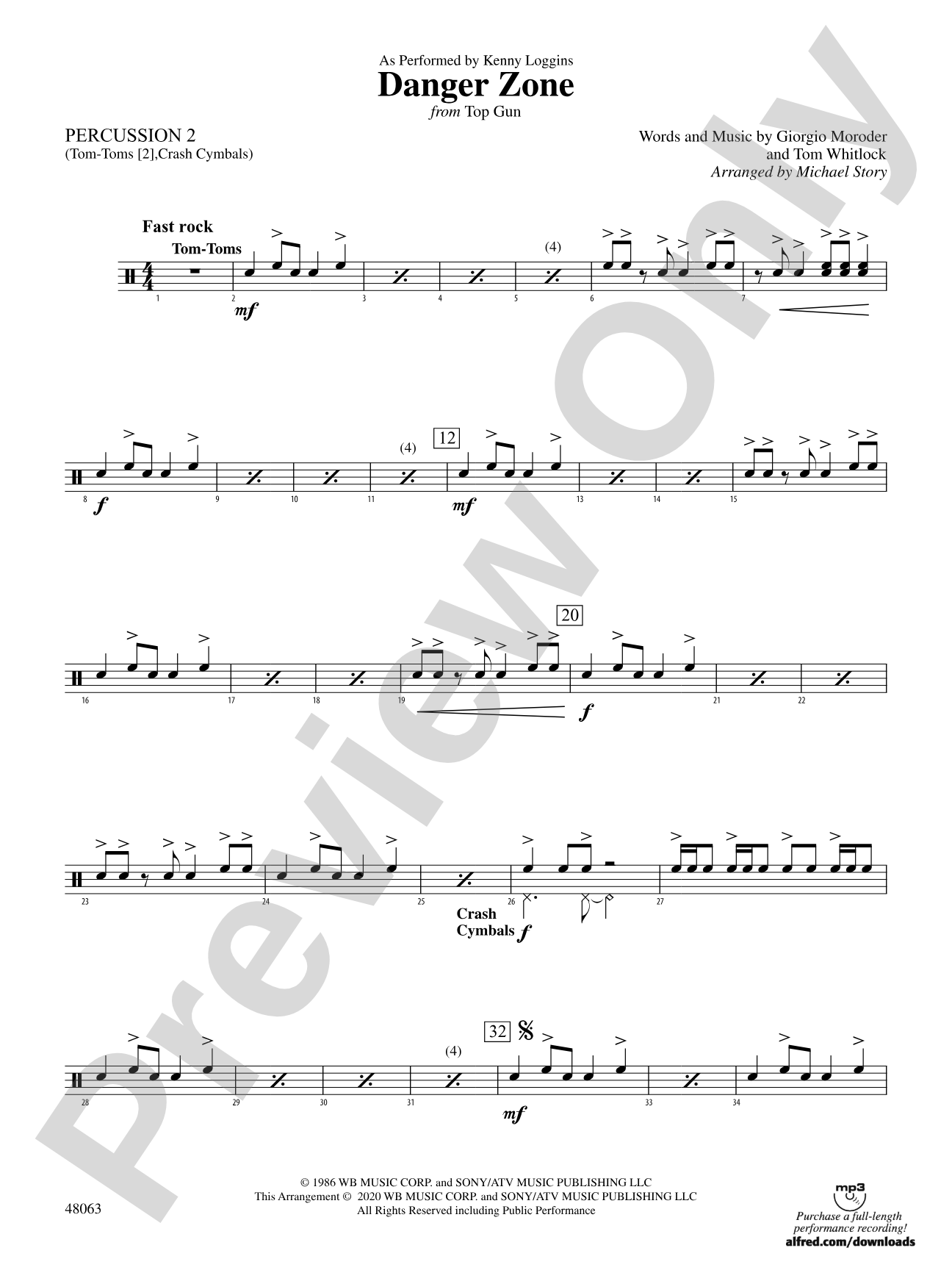 Danger Zone from <i>Top Gun</i>: 2nd Percussion