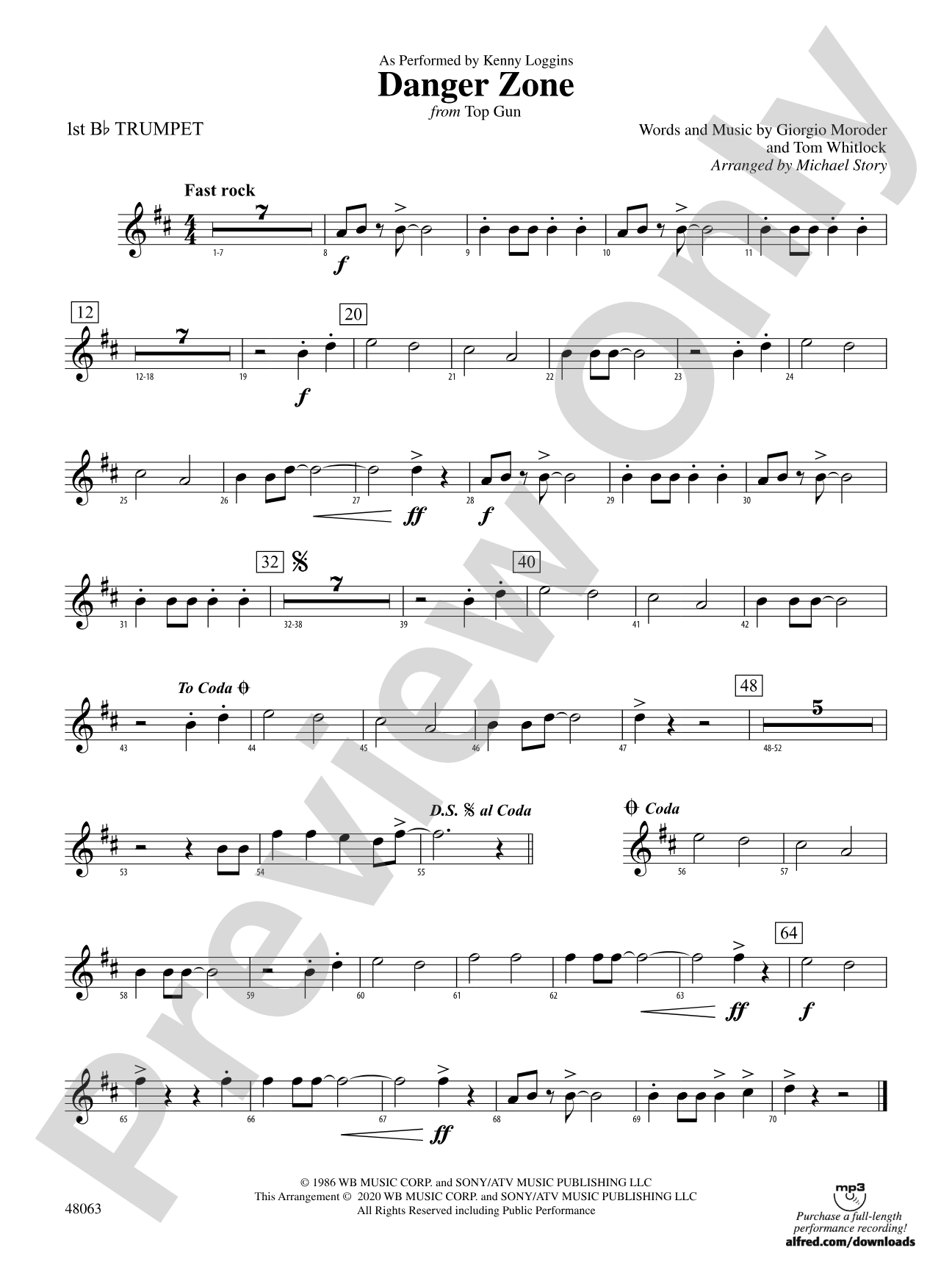 Danger Zone from <i>Top Gun</i>: 1st B-flat Trumpet