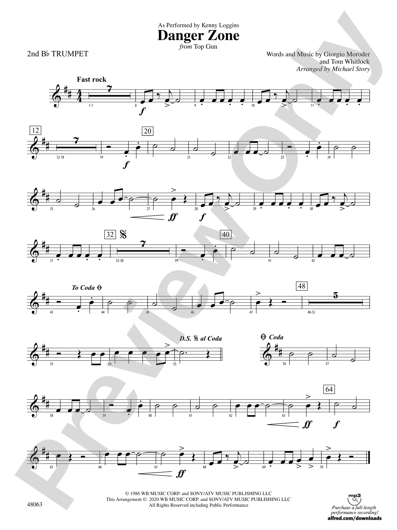 Danger Zone from <i>Top Gun</i>: 2nd B-flat Trumpet