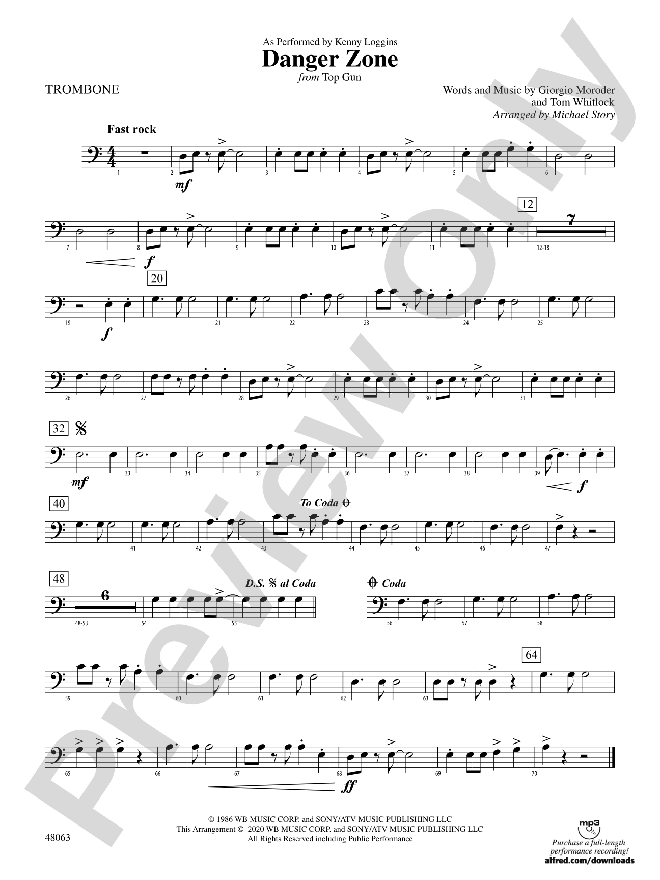 Danger Zone from <i>Top Gun</i>: 1st Trombone