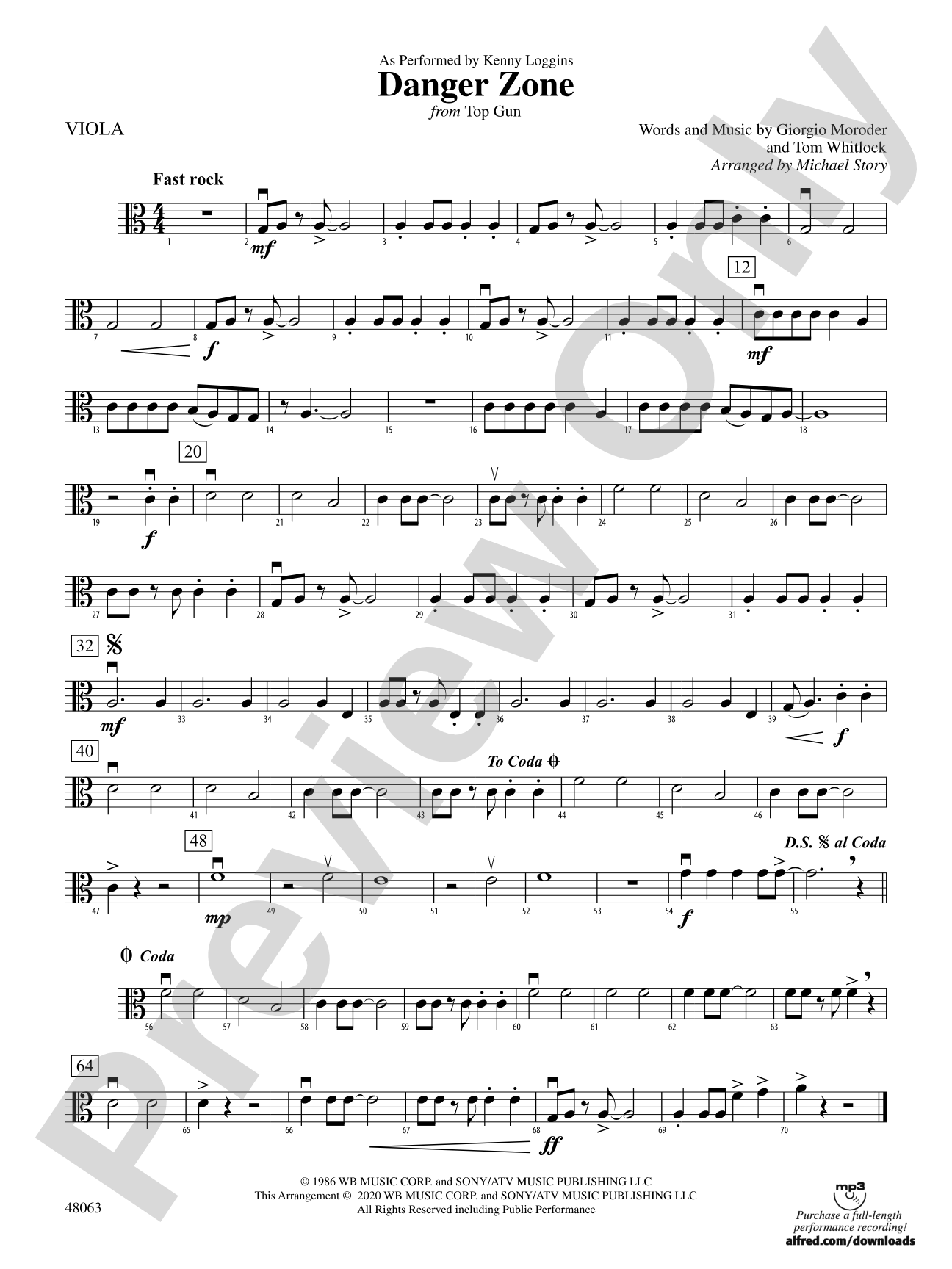 Danger Zone from <i>Top Gun</i>: Viola