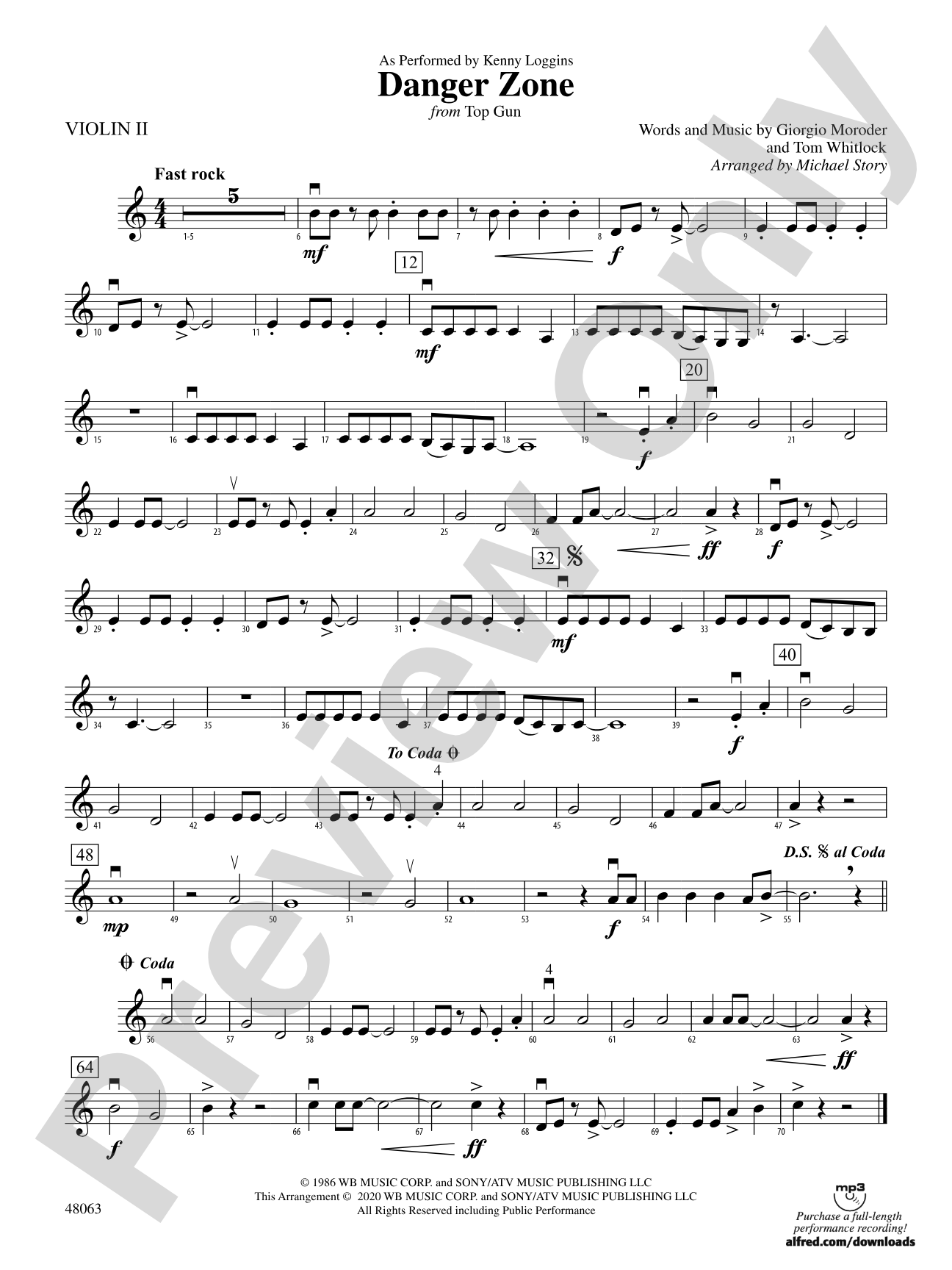 Danger Zone from <i>Top Gun</i>: 2nd Violin