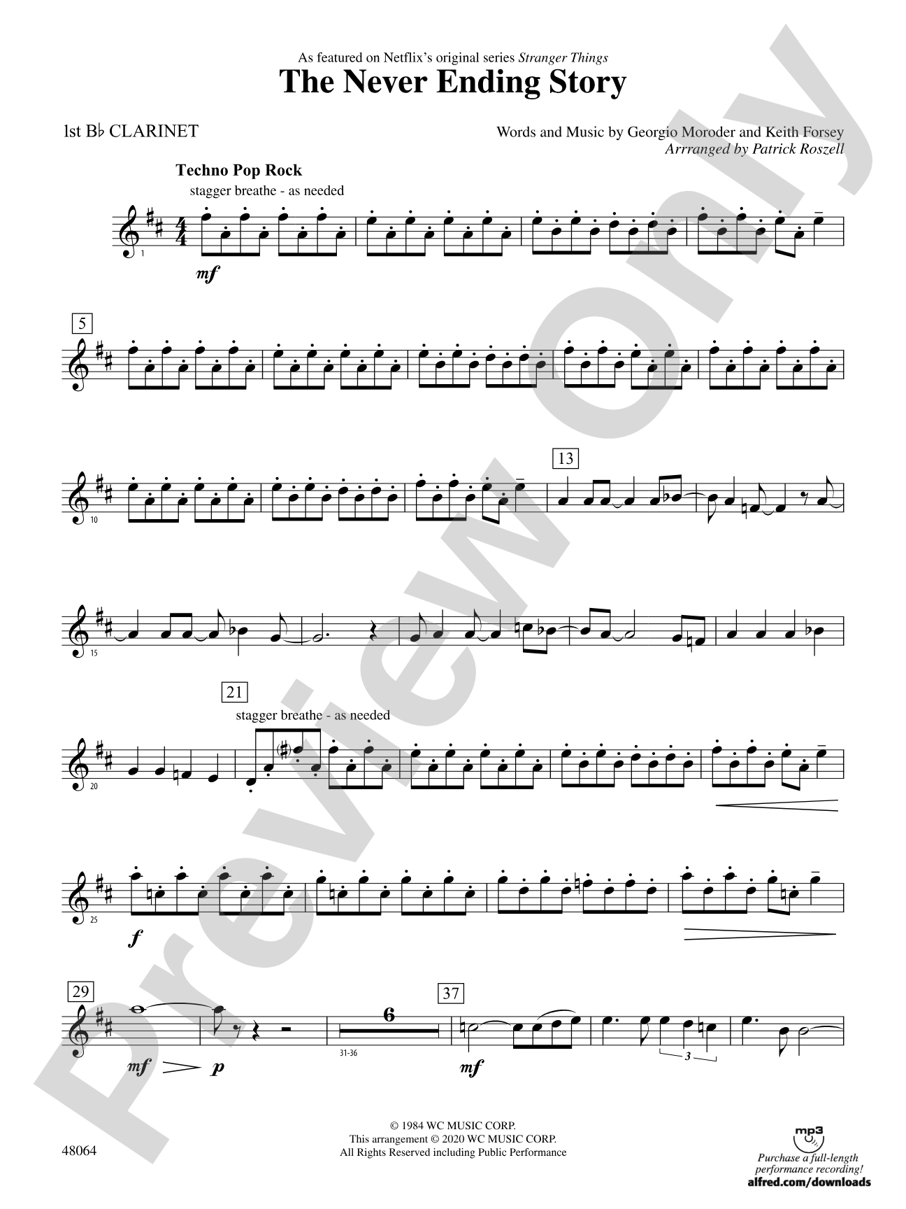 The Never Ending Story: 1st B-flat Clarinet
