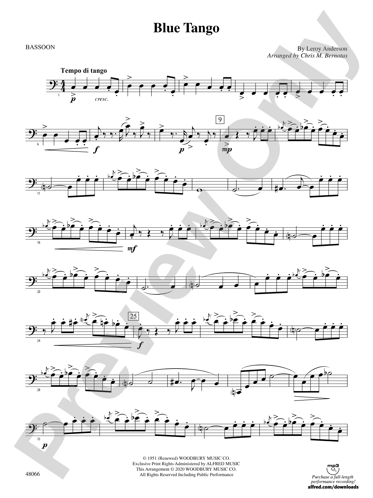 Blue Tango: Bassoon
