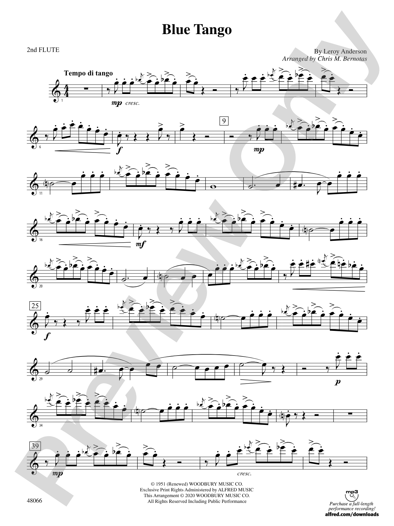 Blue Tango: 2nd Flute