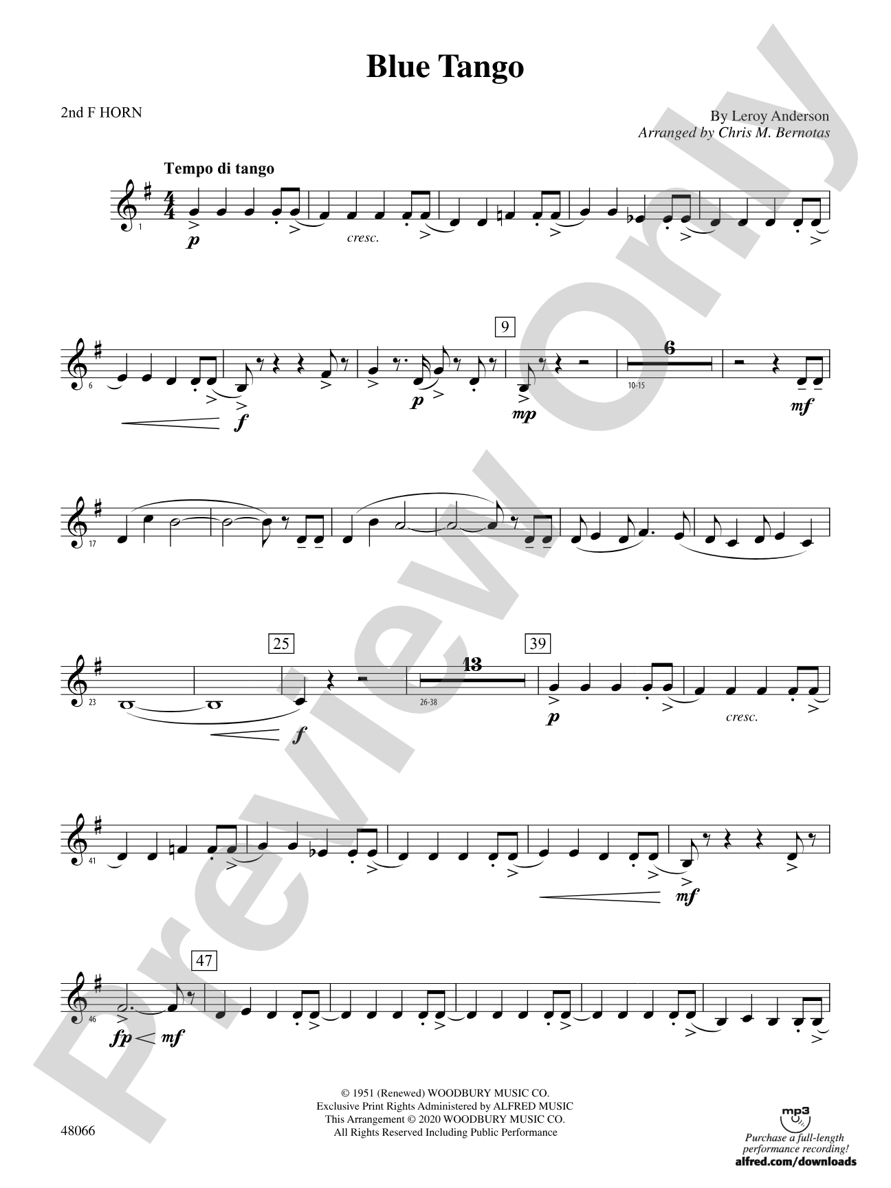 Blue Tango: 2nd F Horn