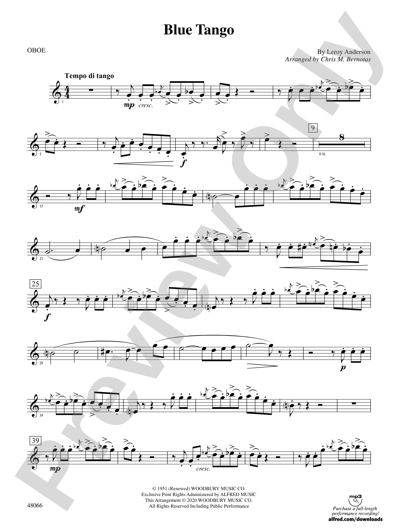 Blue Tango: Oboe