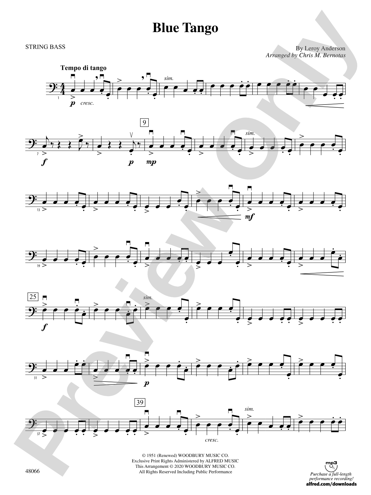 Blue Tango: String Bass