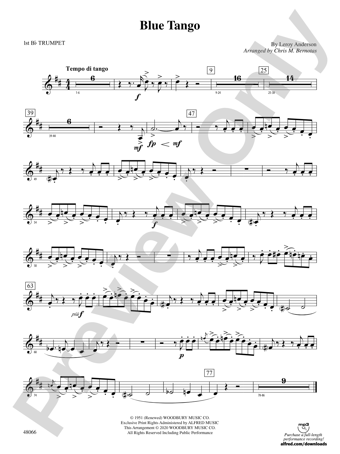 Blue Tango: 1st B-flat Trumpet