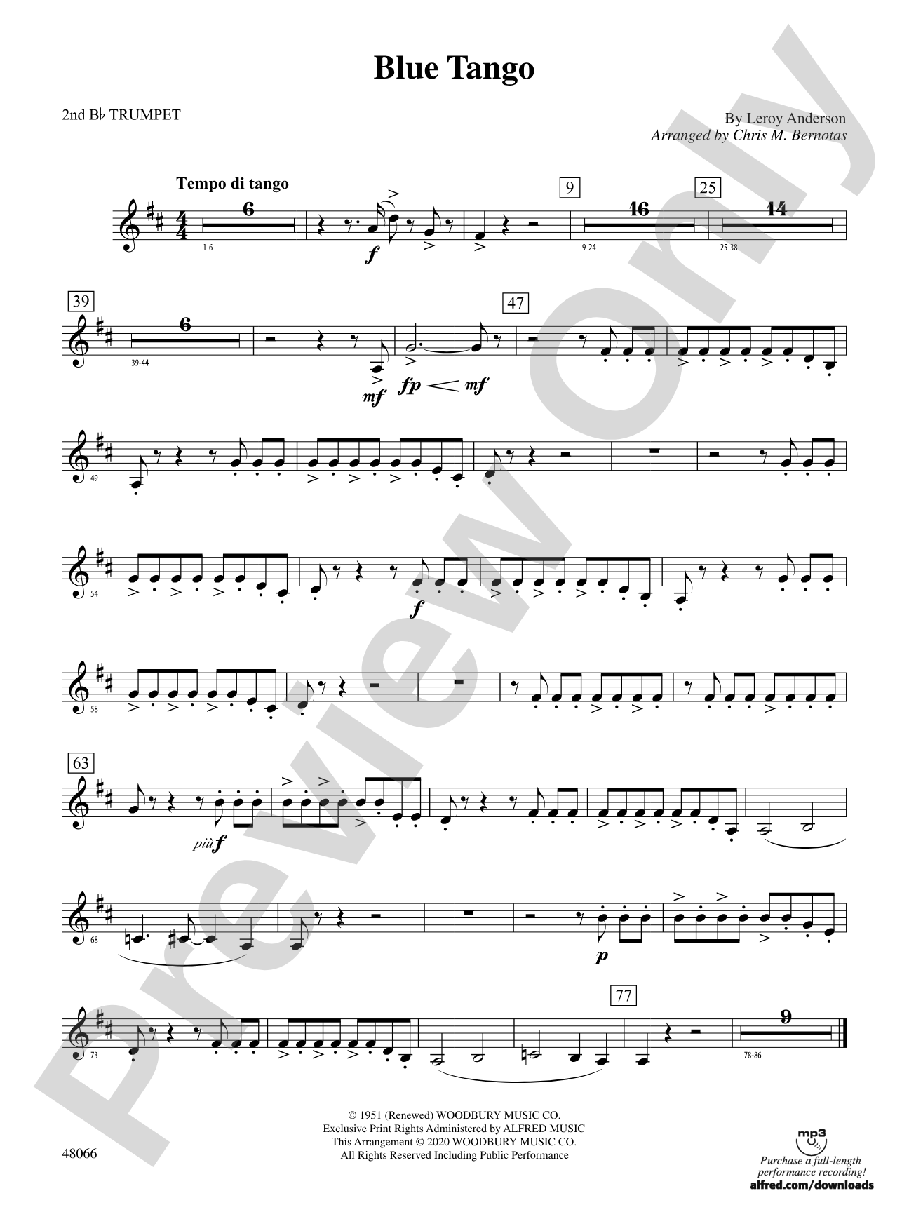 Blue Tango: 2nd B-flat Trumpet
