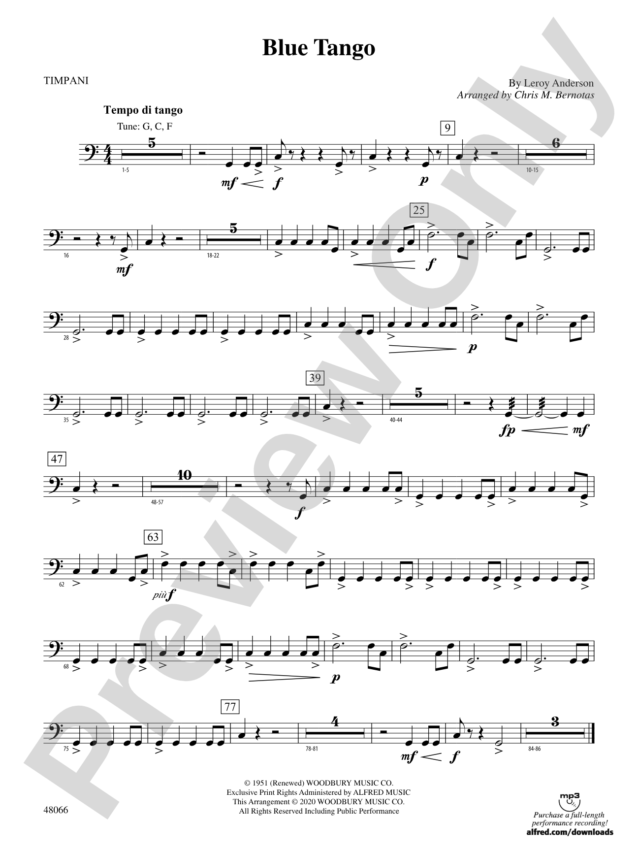 Blue Tango: Timpani