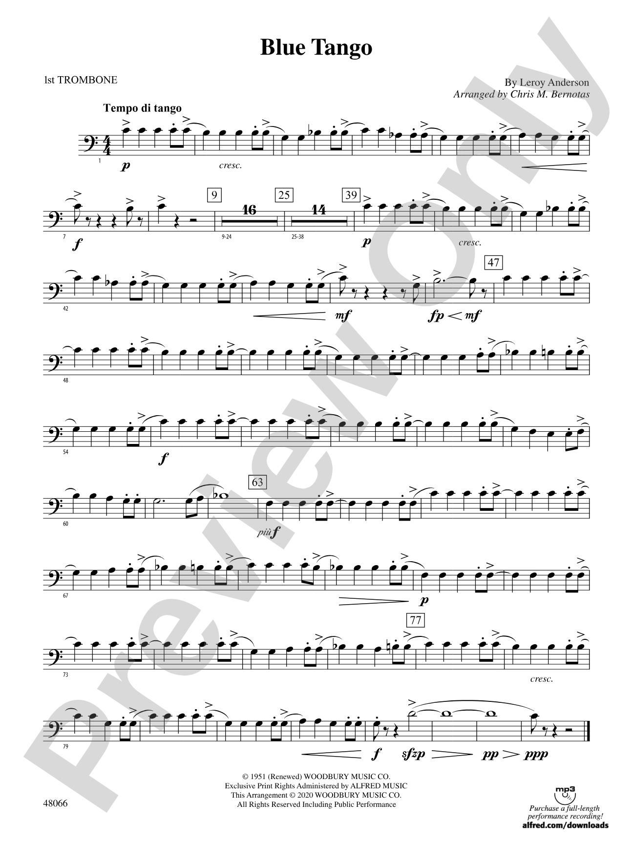 Blue Tango: 1st Trombone