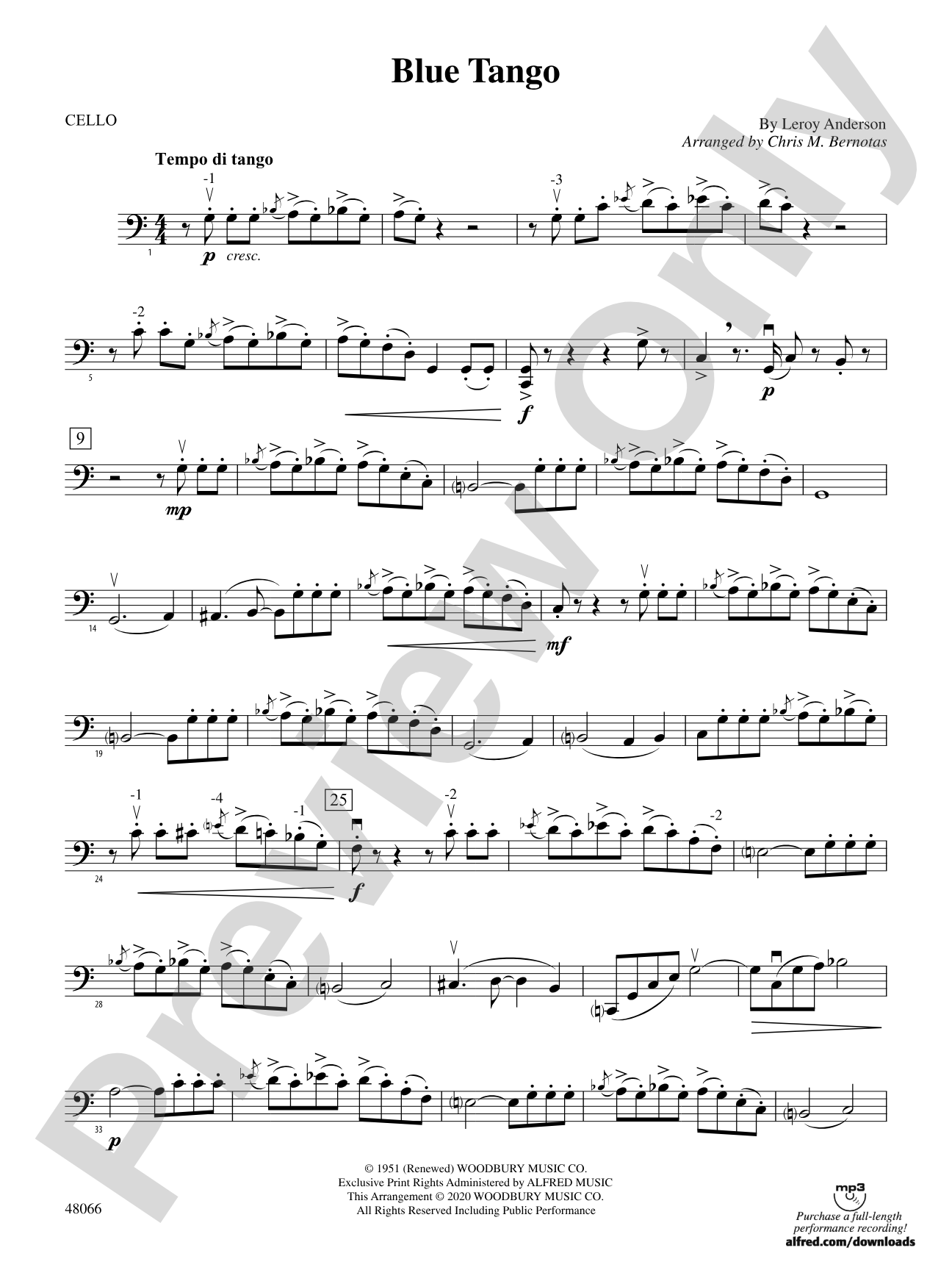 Blue Tango: Cello