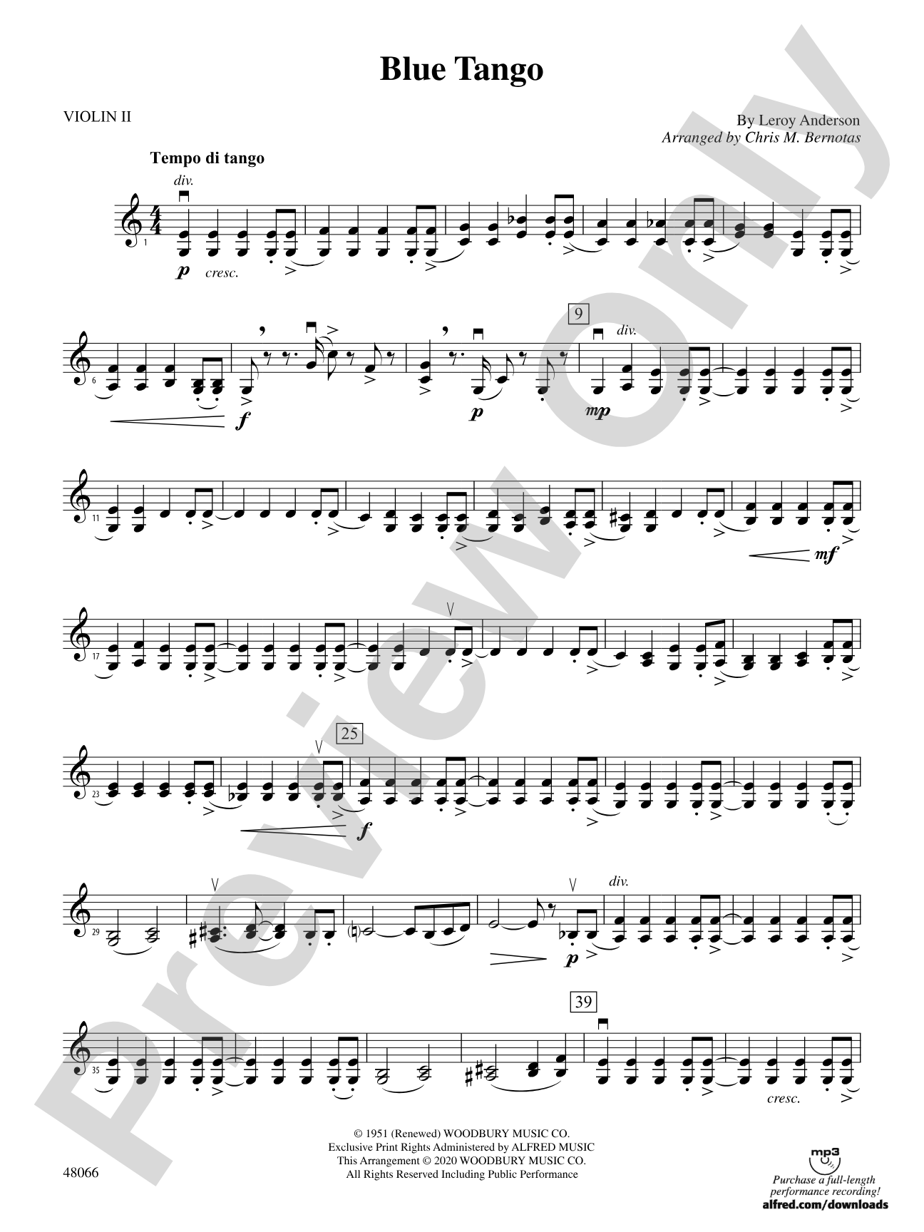Blue Tango: 2nd Violin