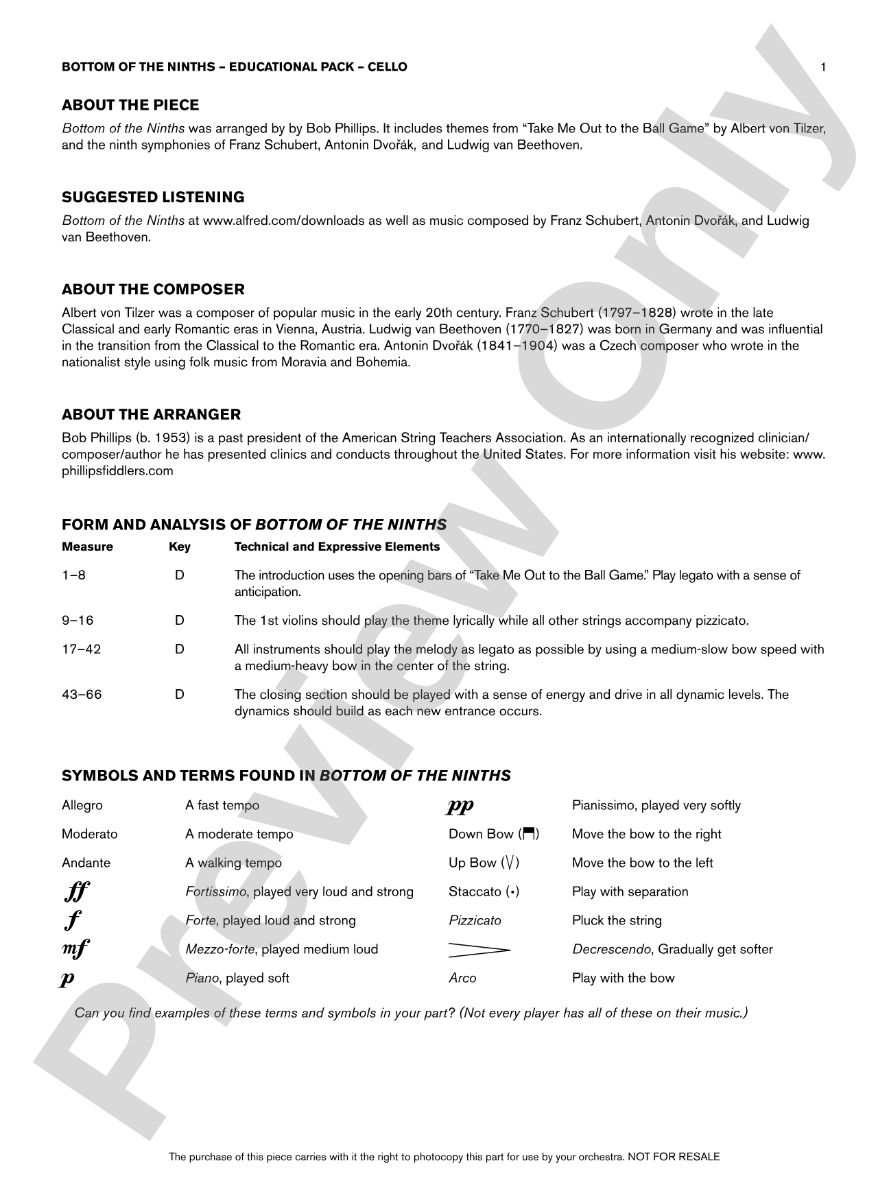 Bottom of the Ninths: Cello Educational Pack