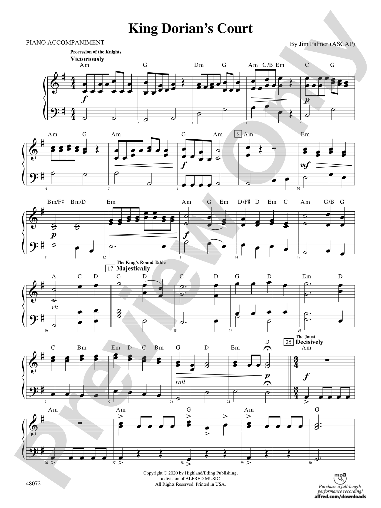 King Dorian's Court: Piano Accompaniment