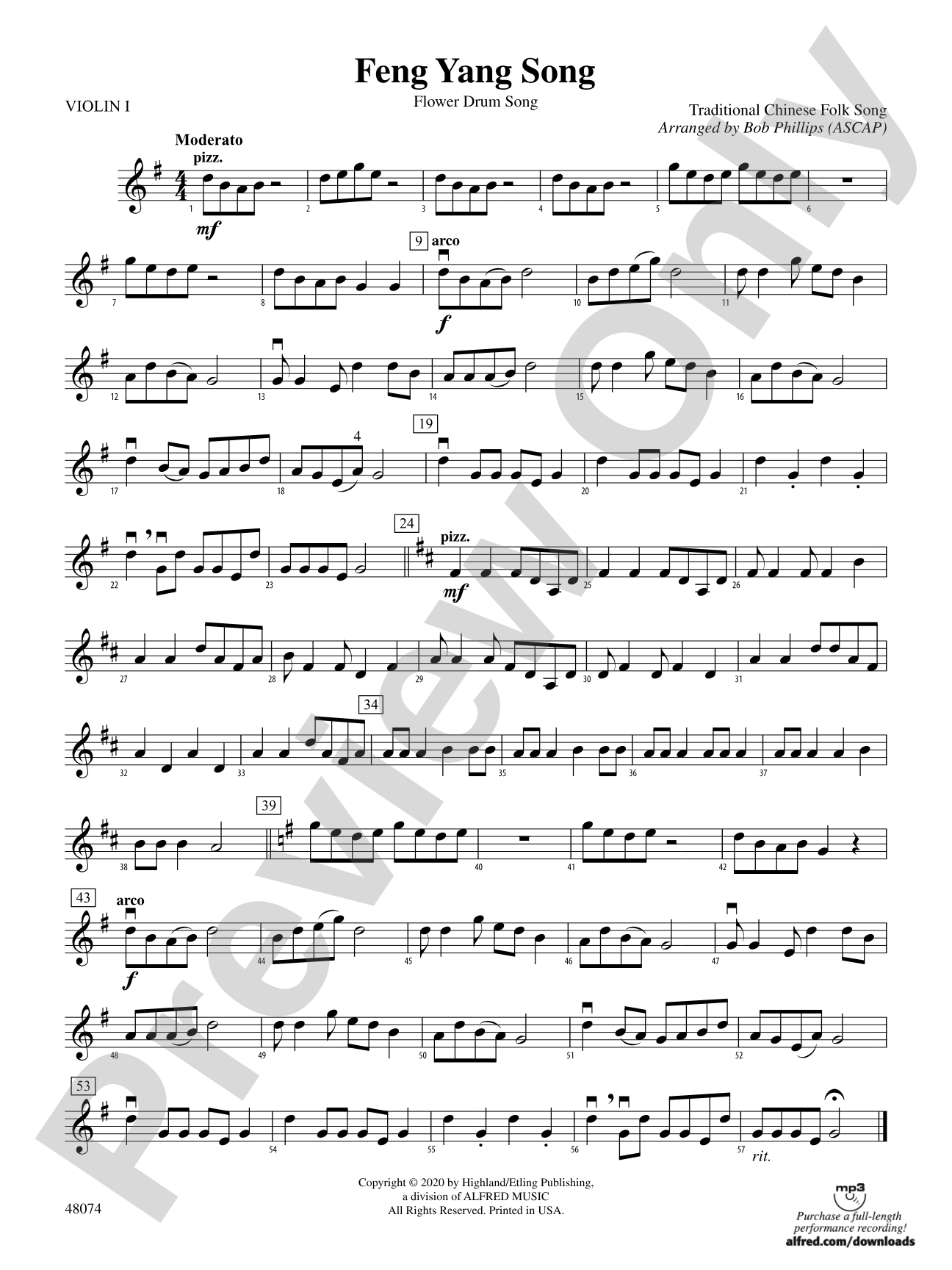 Feng Yang Song: 1st Violin