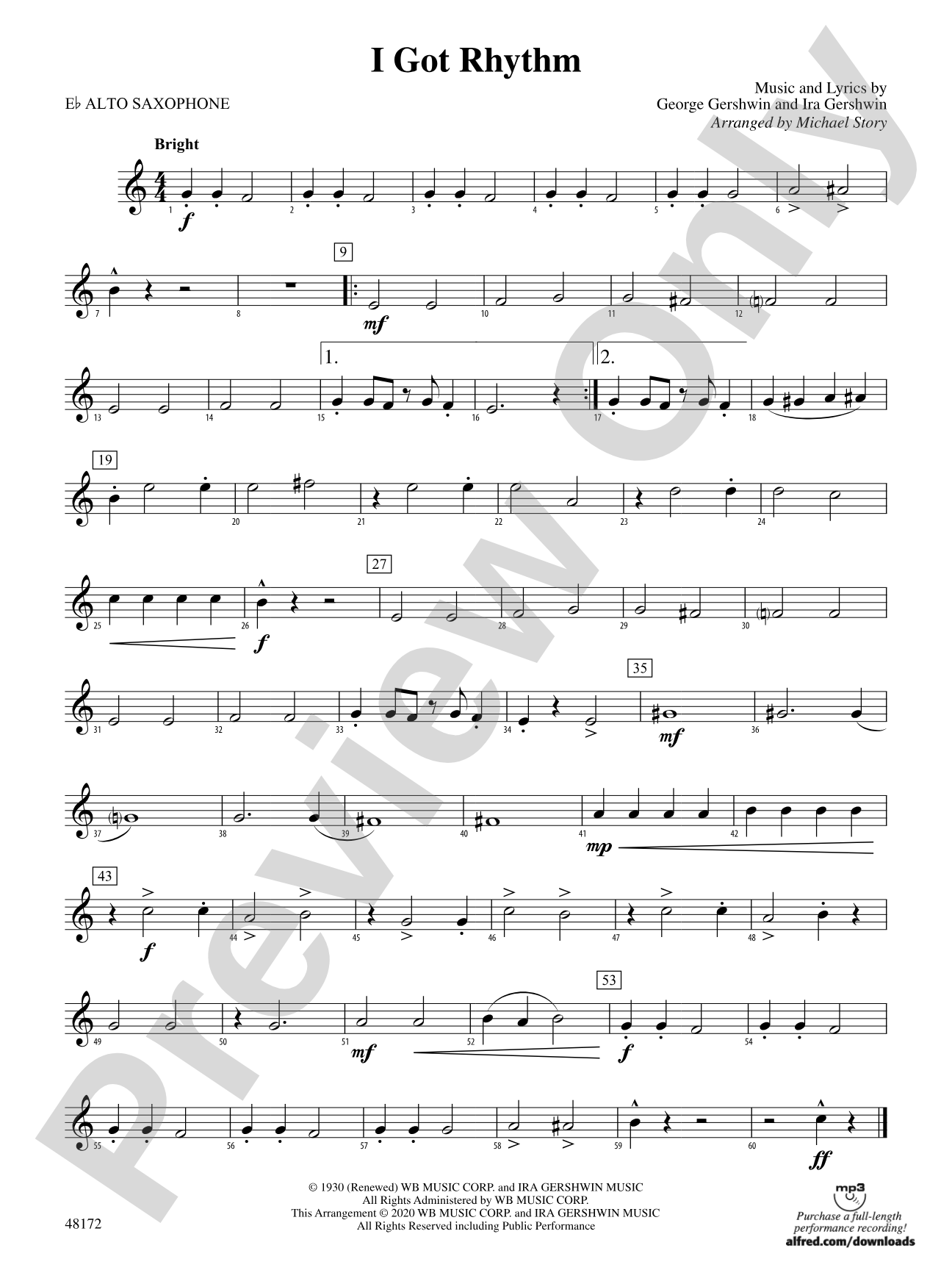 I Got Rhythm: E-flat Alto Saxophone