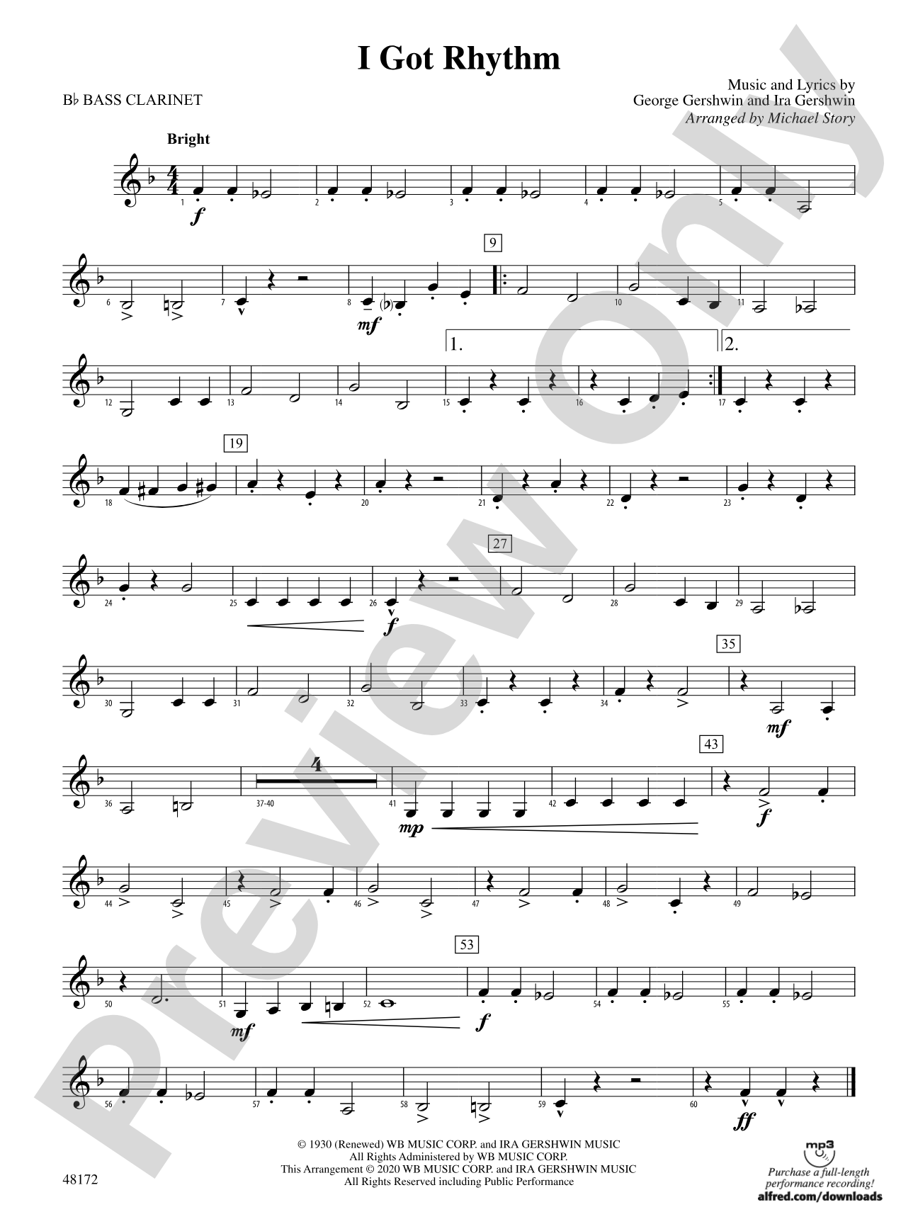 I Got Rhythm: B-flat Bass Clarinet