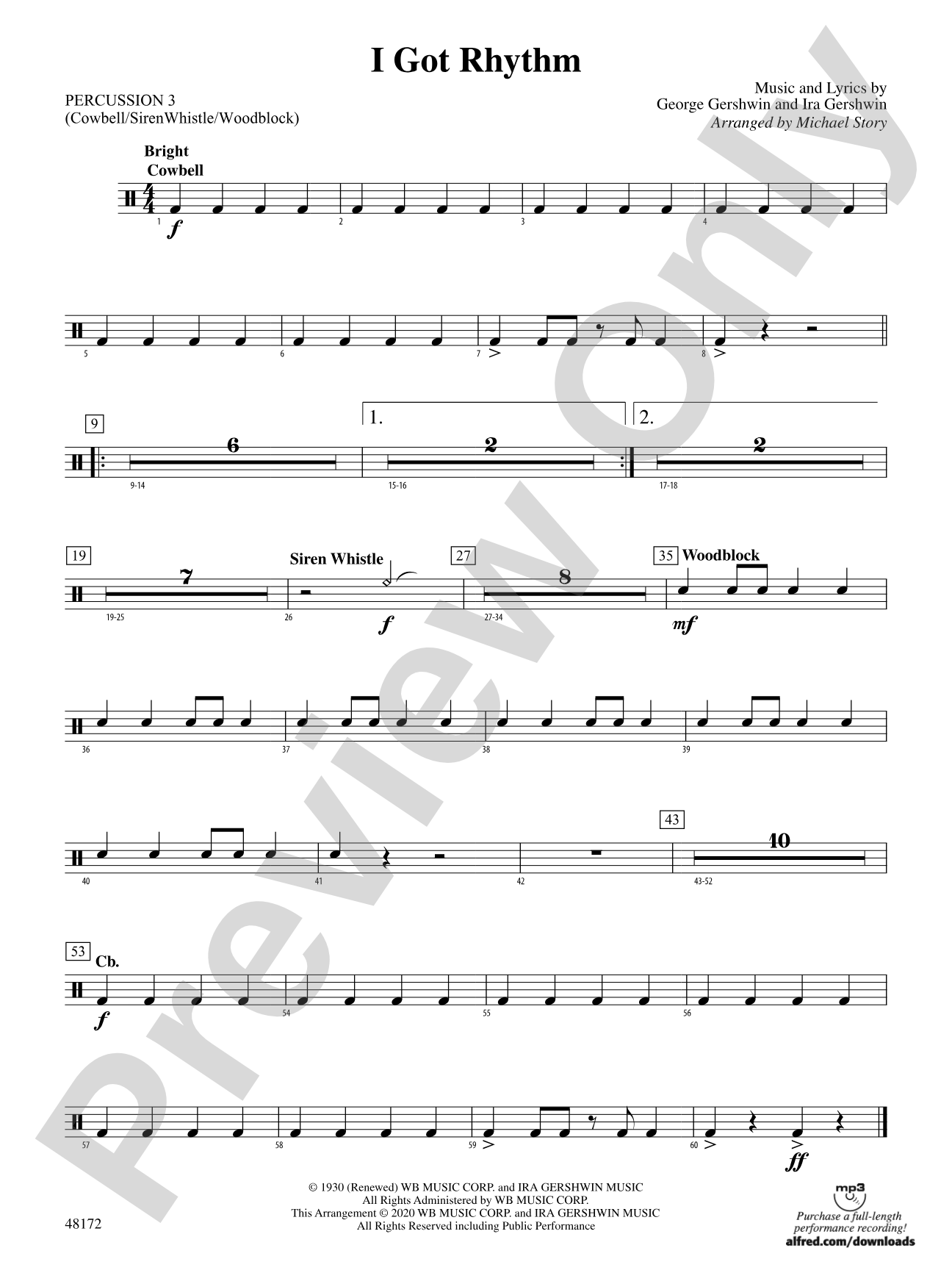 I Got Rhythm: 3rd Percussion