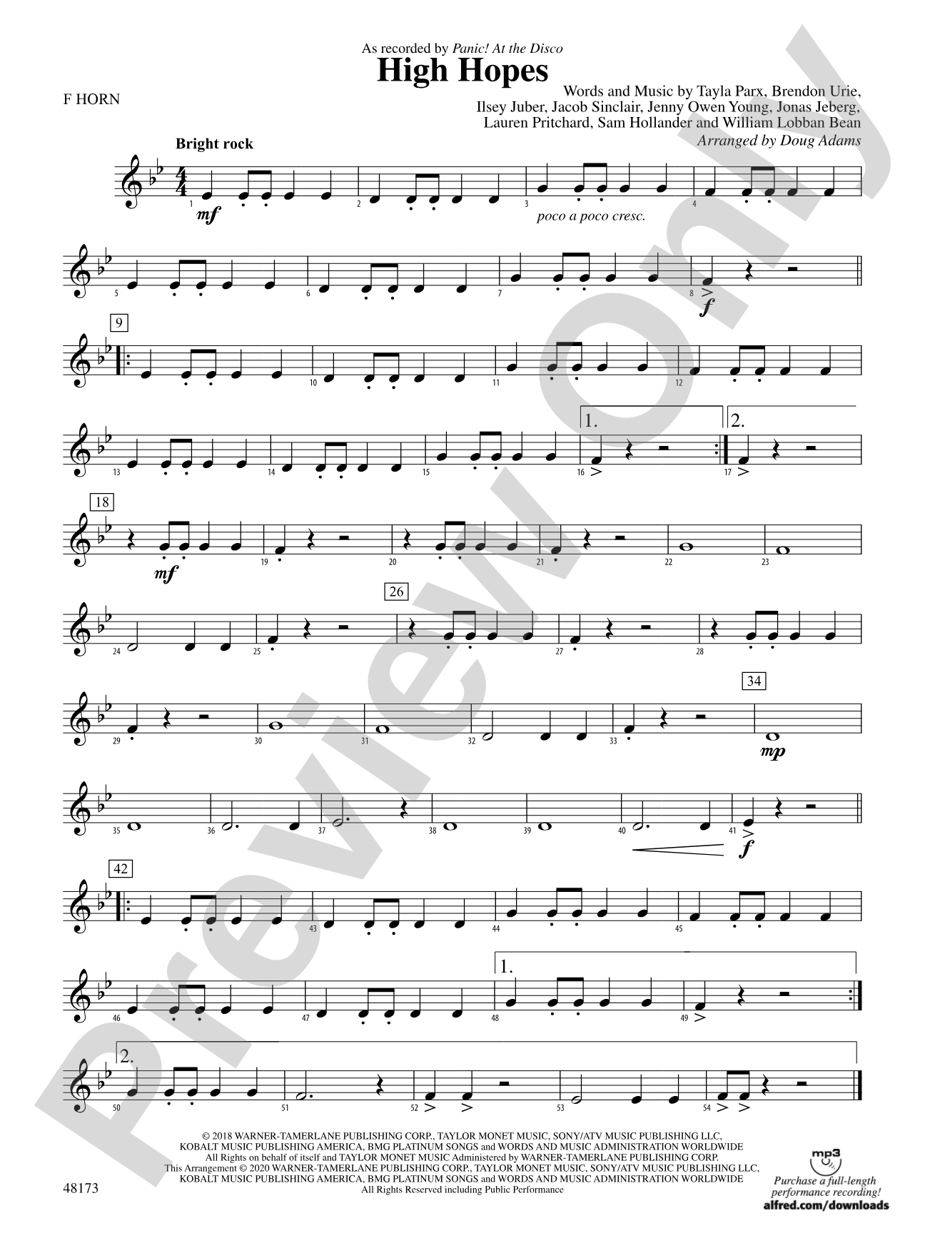 High Hopes: 1st F Horn