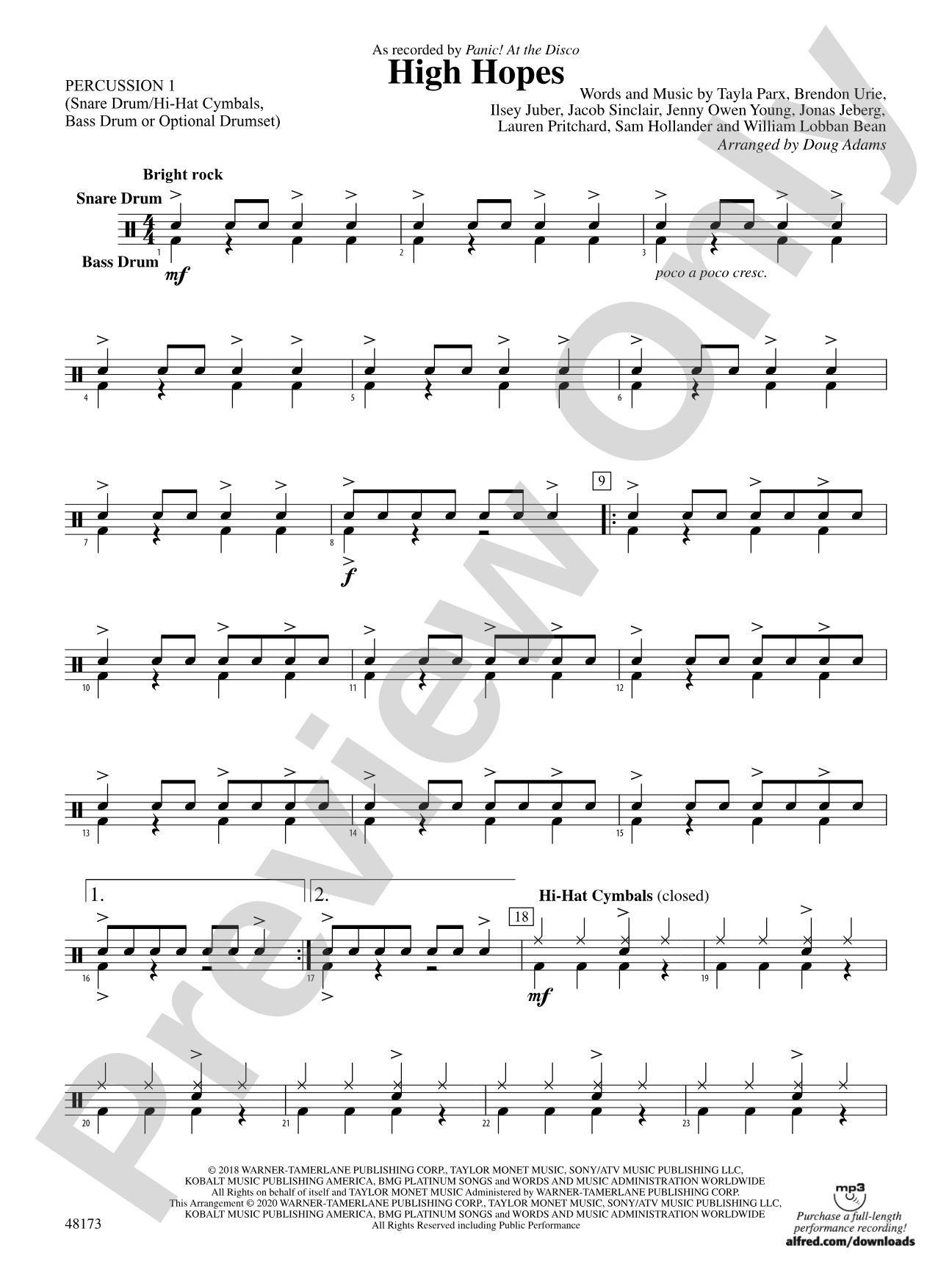 High Hopes: 1st Percussion