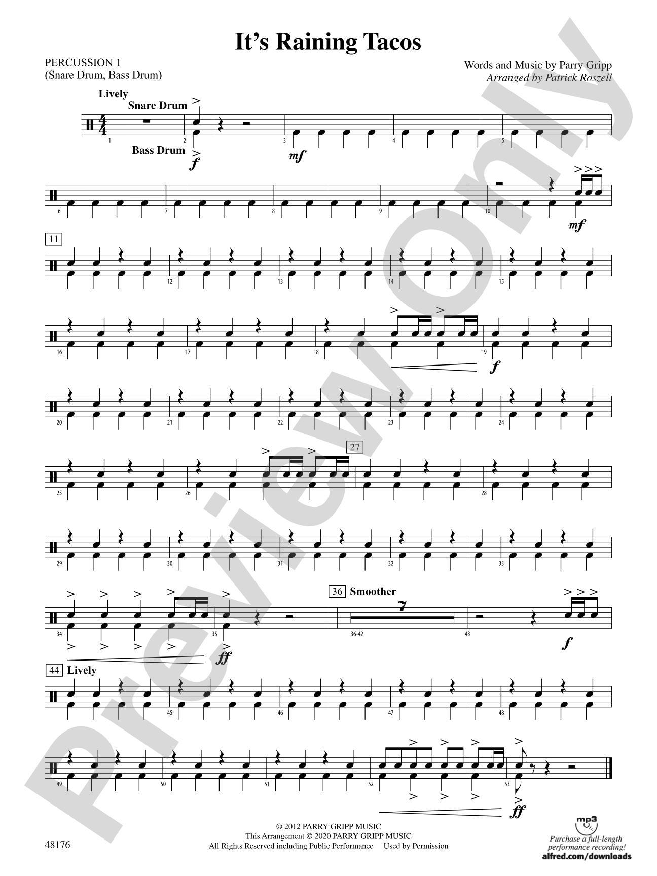 It's Raining Tacos: 1st Percussion