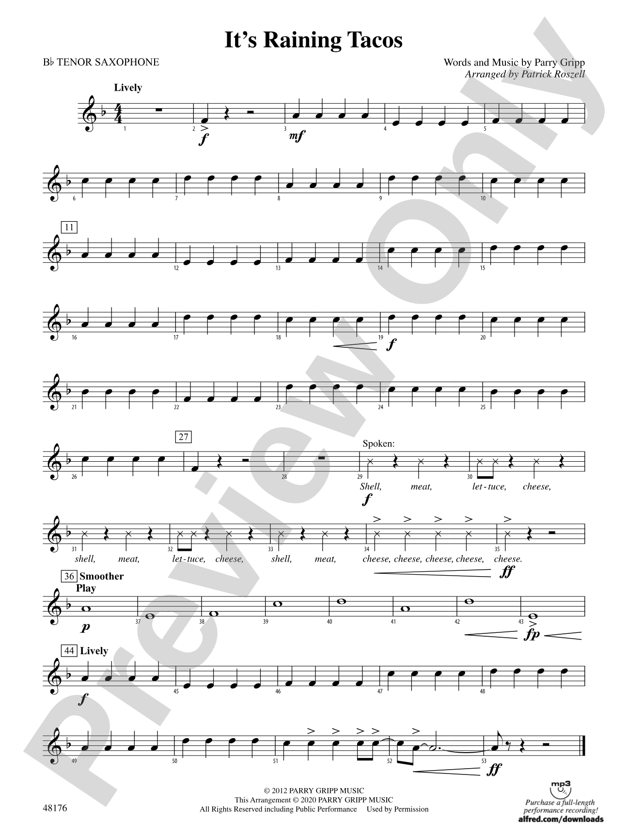 It's Raining Tacos: B-flat Tenor Saxophone