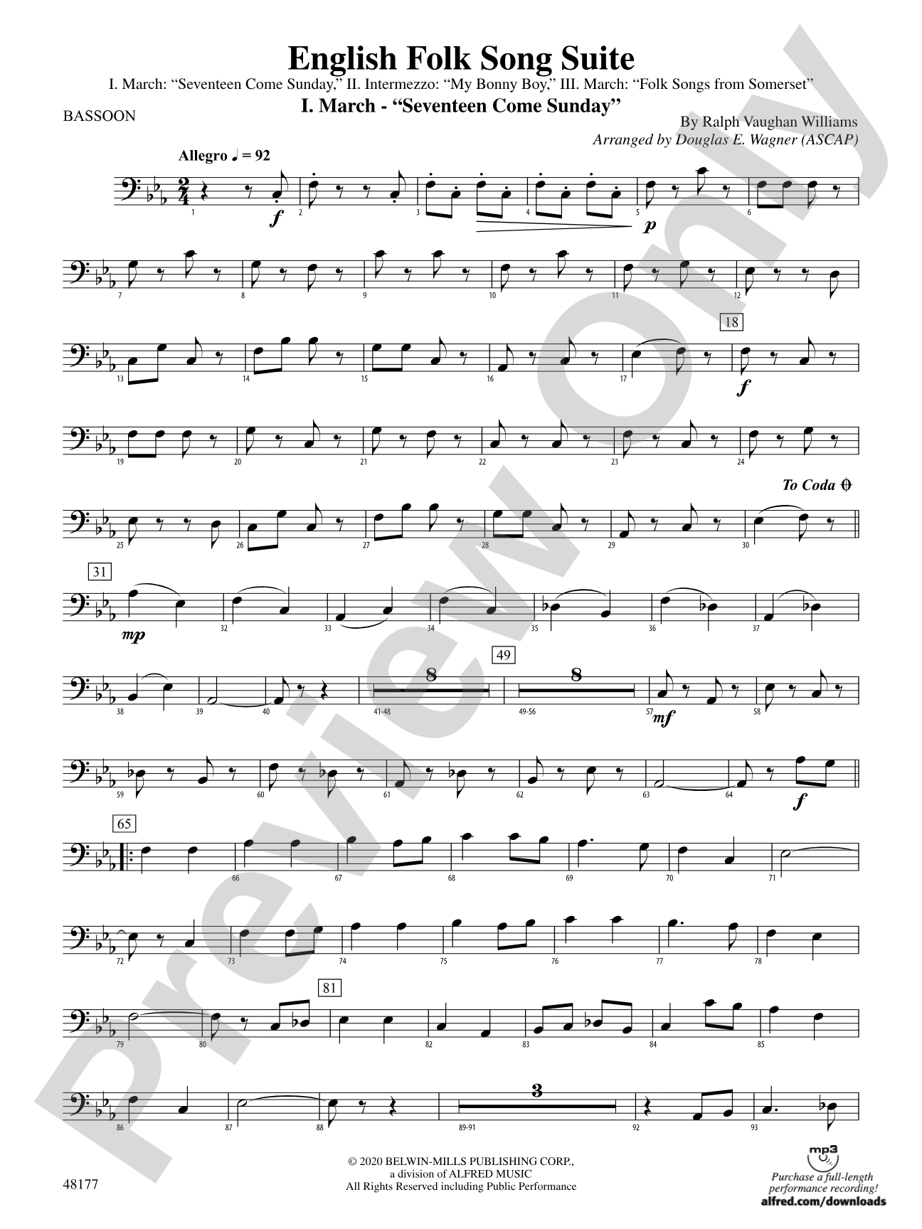 English Folk Song Suite: Bassoon