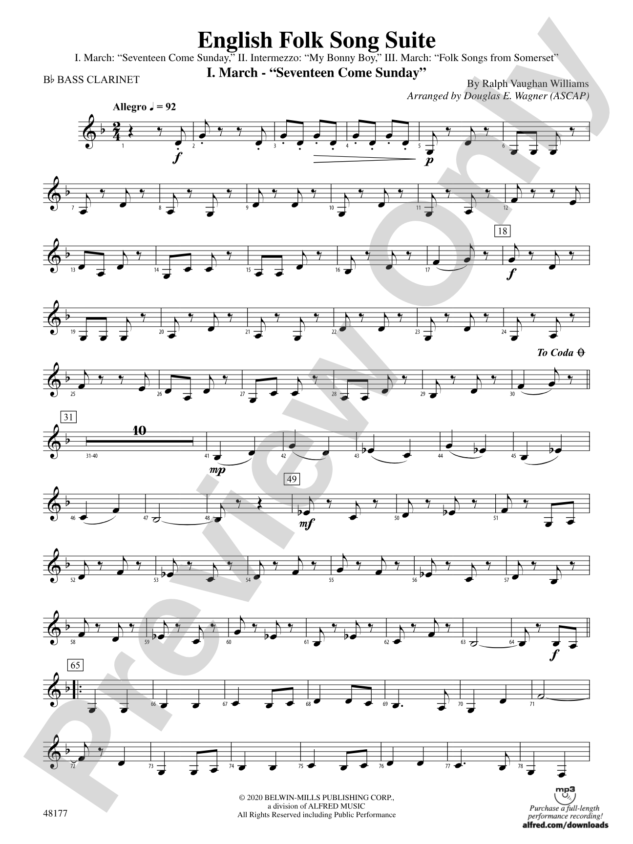 English Folk Song Suite: B-flat Bass Clarinet