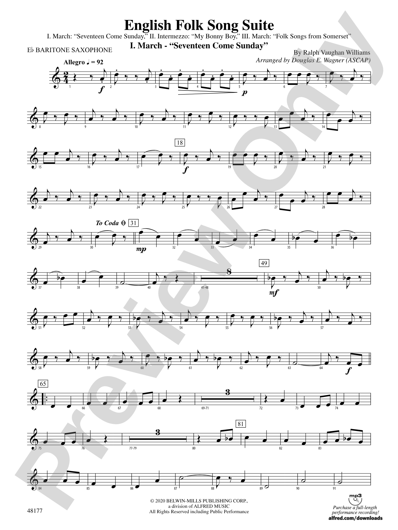 English Folk Song Suite: E-flat Baritone Saxophone
