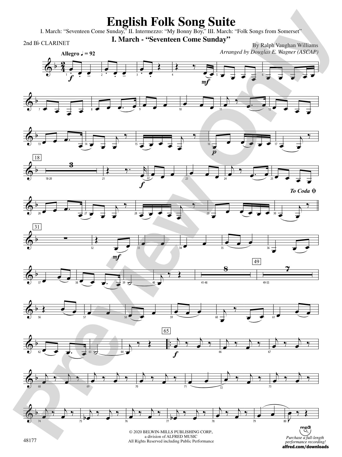 English Folk Song Suite: 2nd B-flat Clarinet