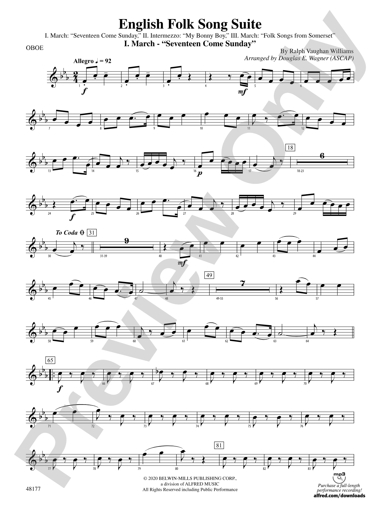 English Folk Song Suite: Oboe