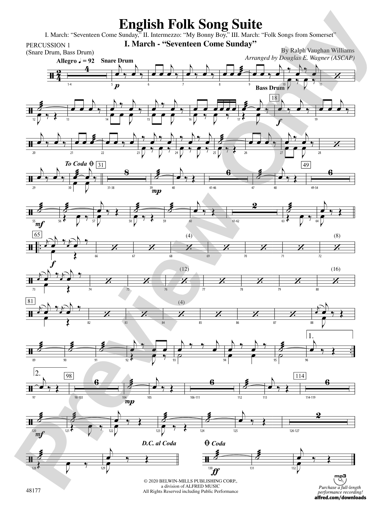 English Folk Song Suite: 1st Percussion