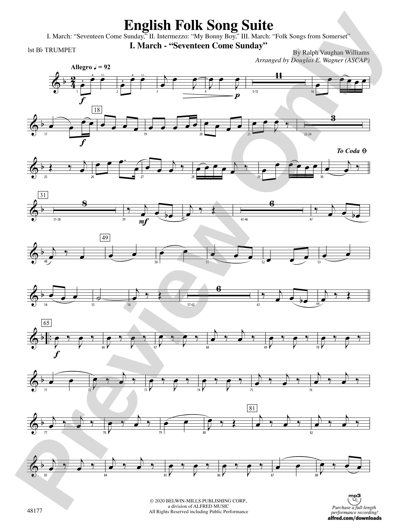 English Folk Song Suite: 1st B-flat Trumpet