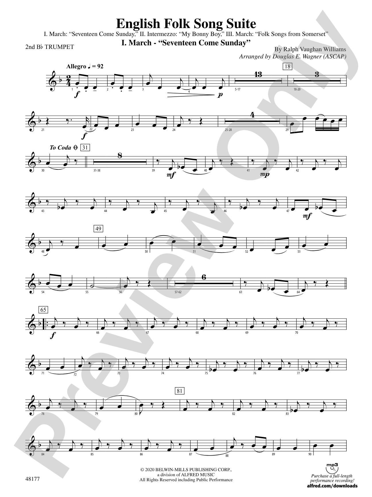 English Folk Song Suite: 2nd B-flat Trumpet