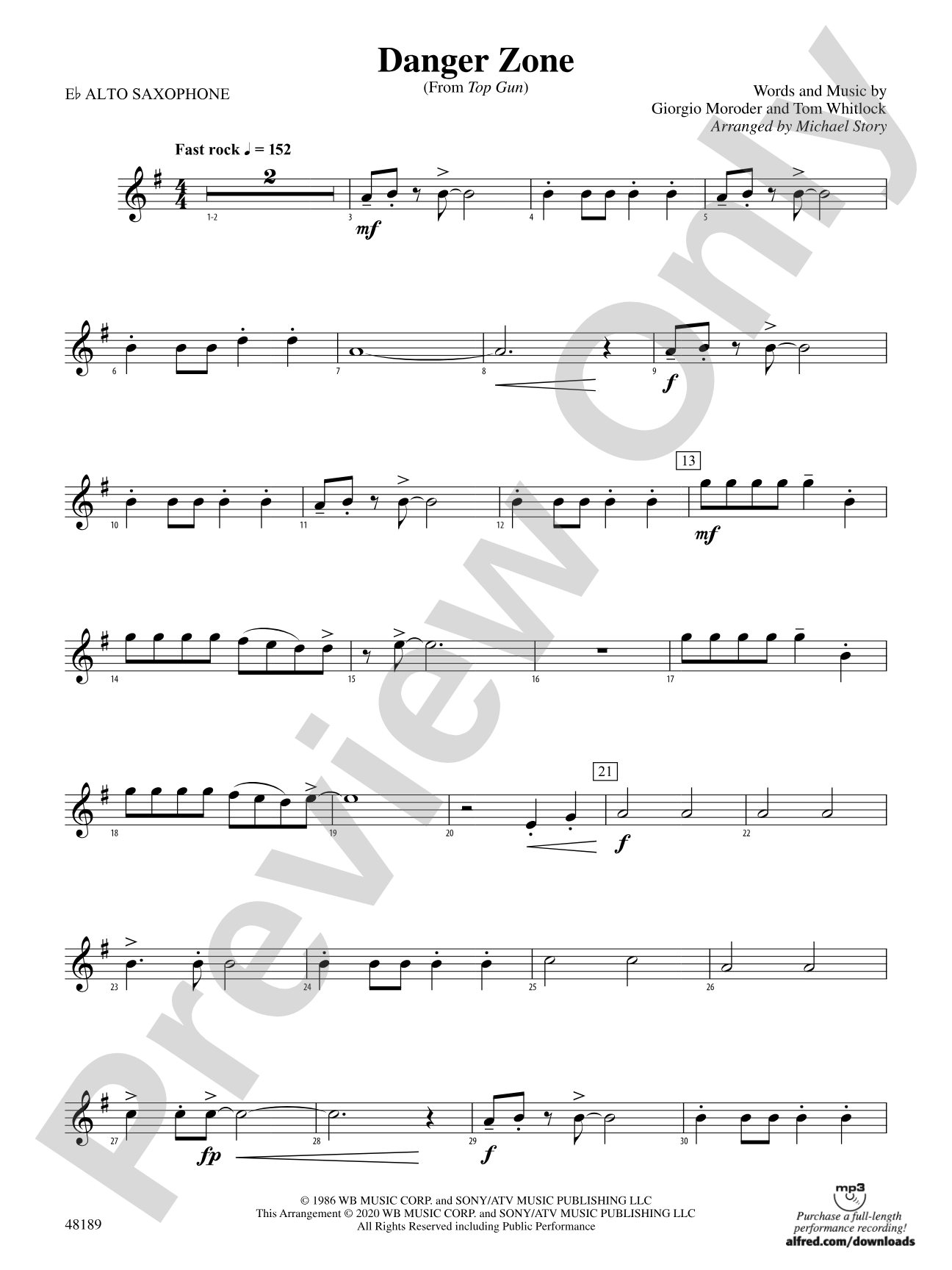 Danger Zone: E-flat Alto Saxophone