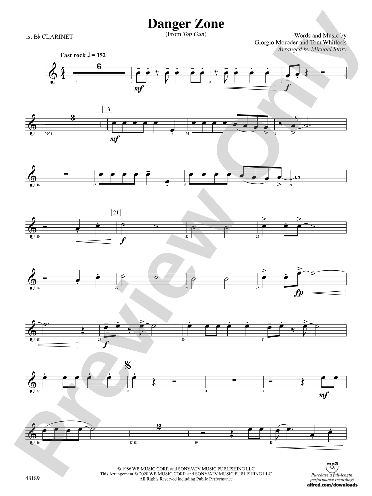 Danger Zone: 1st B-flat Clarinet